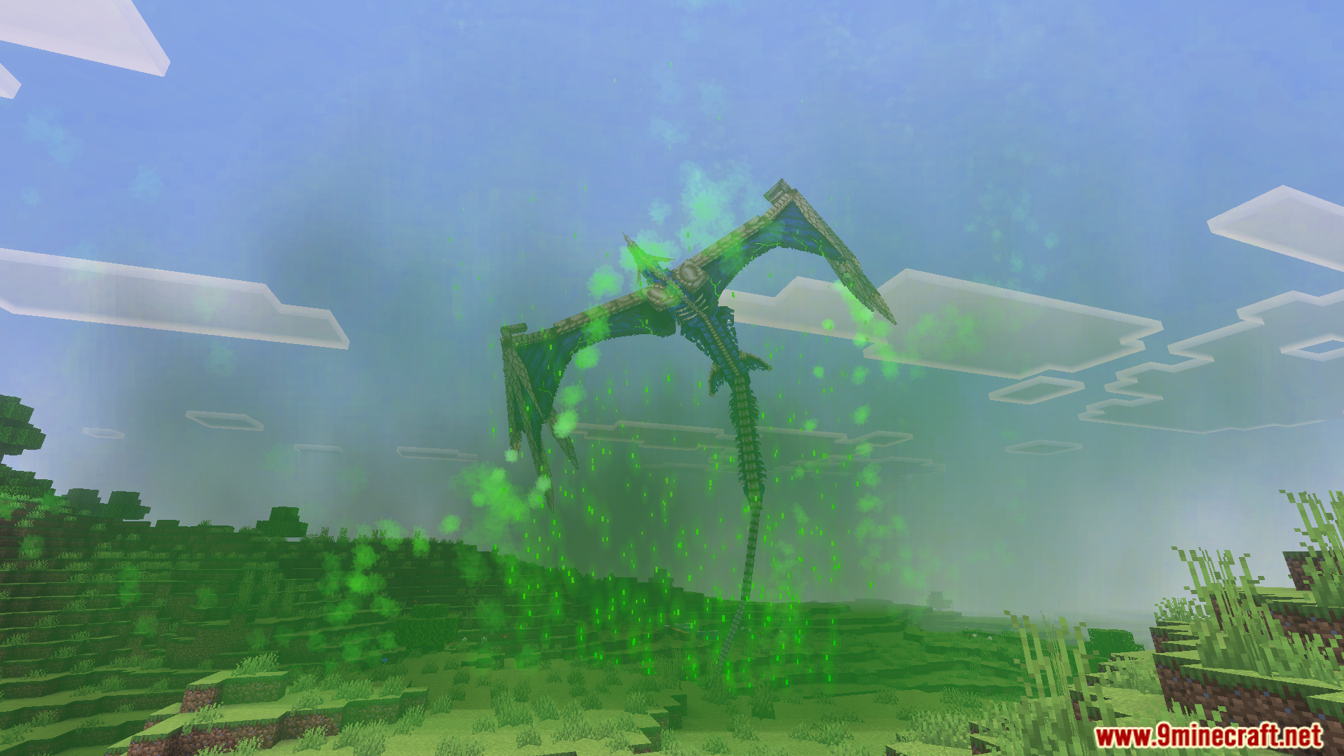 Kaiju Craft Revamp Addon Screenshot 5 Giant winged monster from the Kaiju Craft Revamp Addon flying through sky