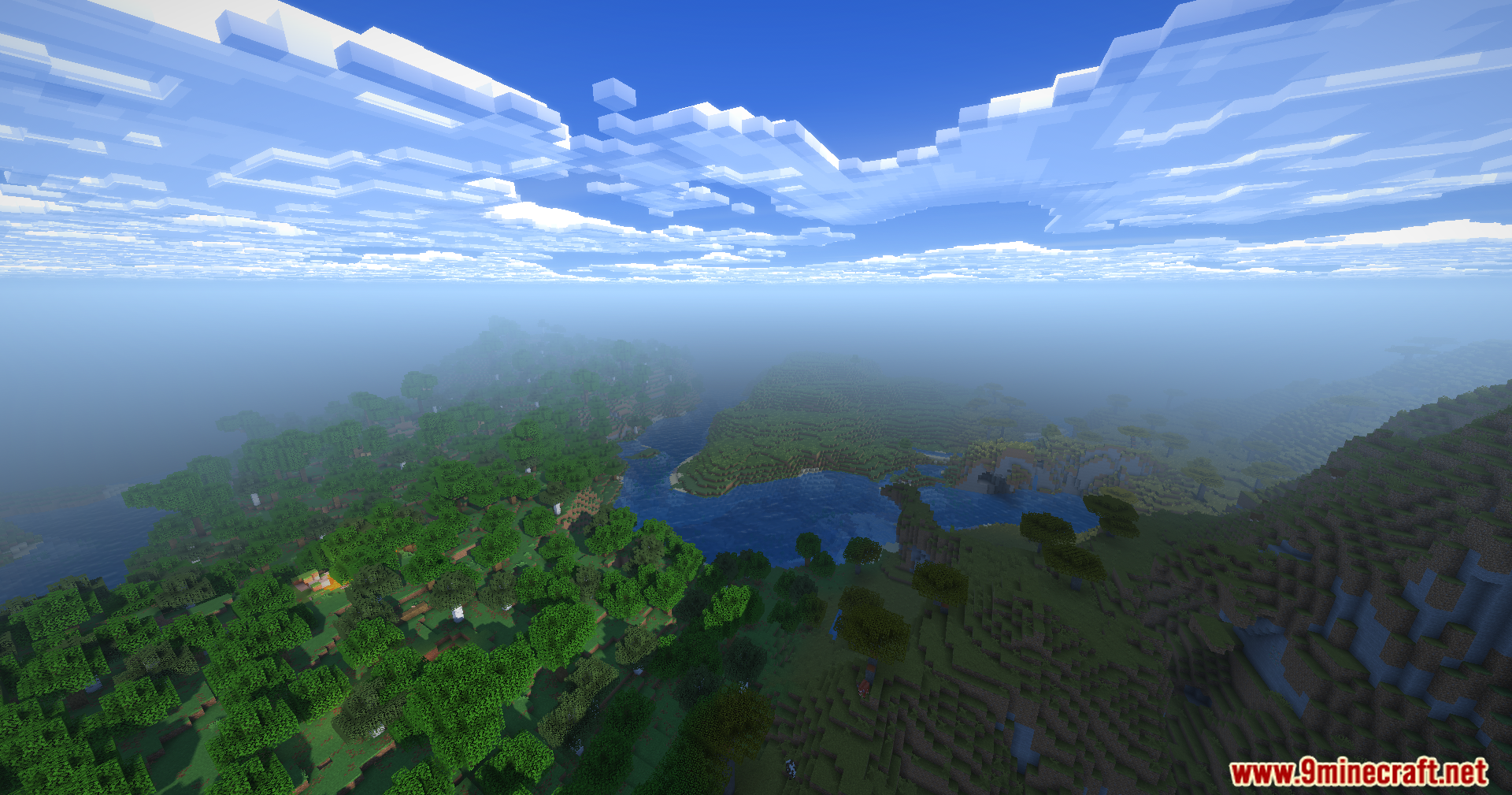 Karma Shaders Screenshot 9 Karma Shaders adds realistic thick clouds over a vast forest and river landscape