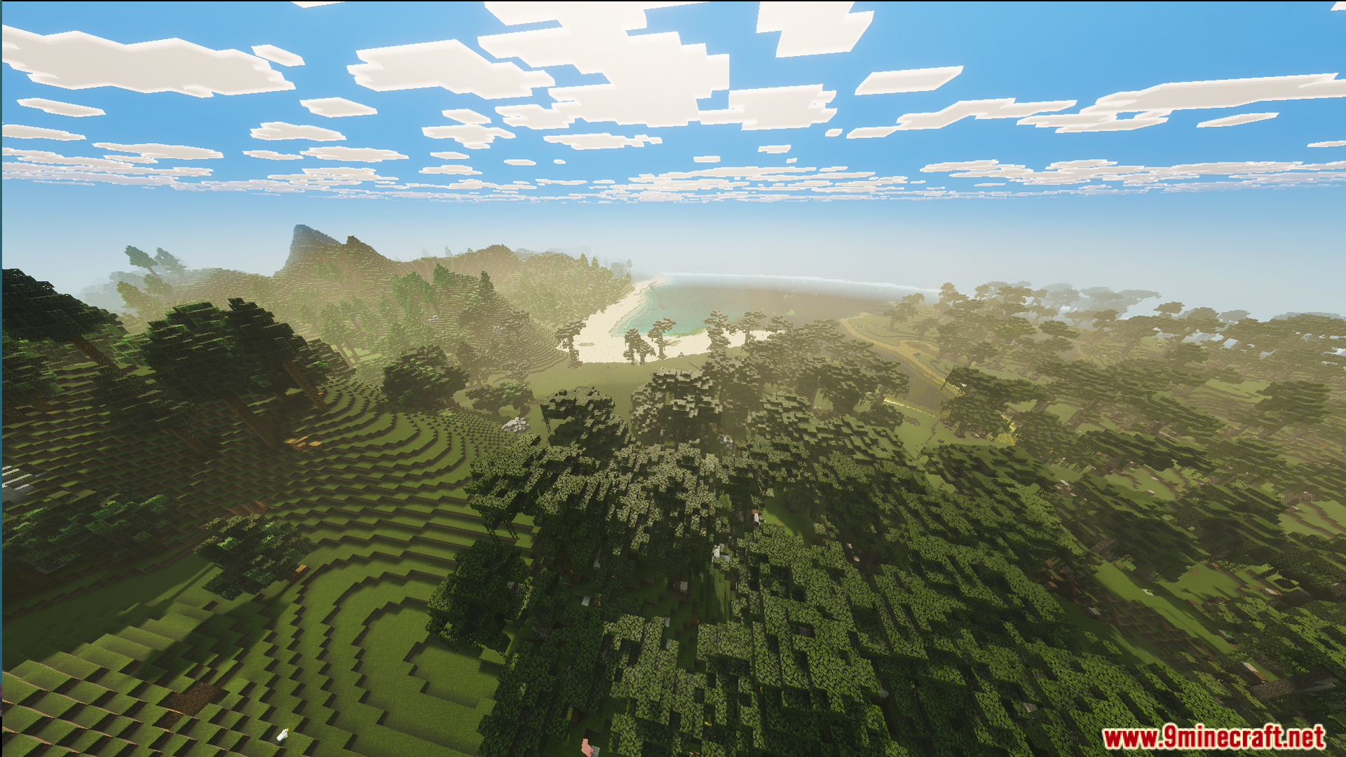 Kepler World Map Screenshot 6 Lush green forest overlooking a sandy beach under a bright blue sky