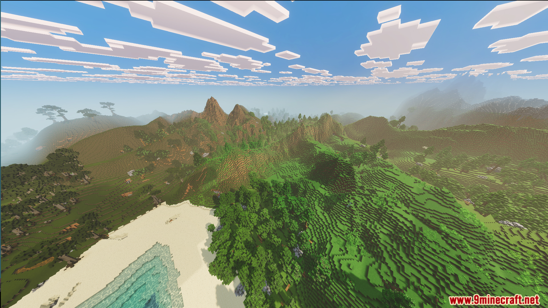 Kepler World Map Screenshot 8 Custom terrain with sandy beaches and rolling green hills under a clear blue sky