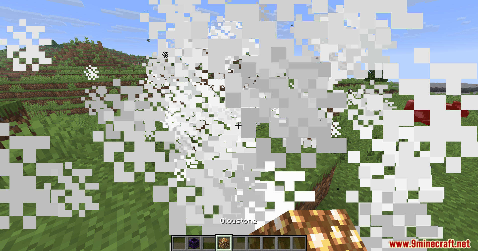 A respawn anchor explodes into a massive cloud of white smoke particles