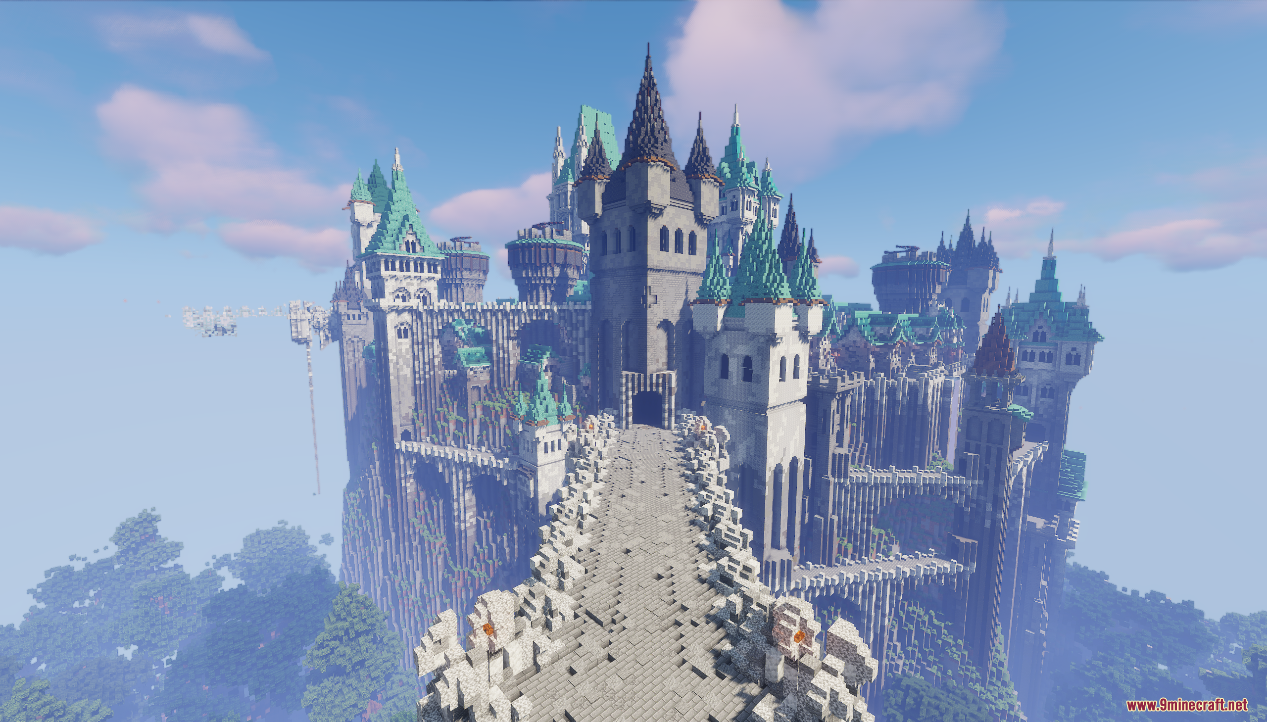 The Kingdom of Five Bridges Map features a massive stone mountain castle
