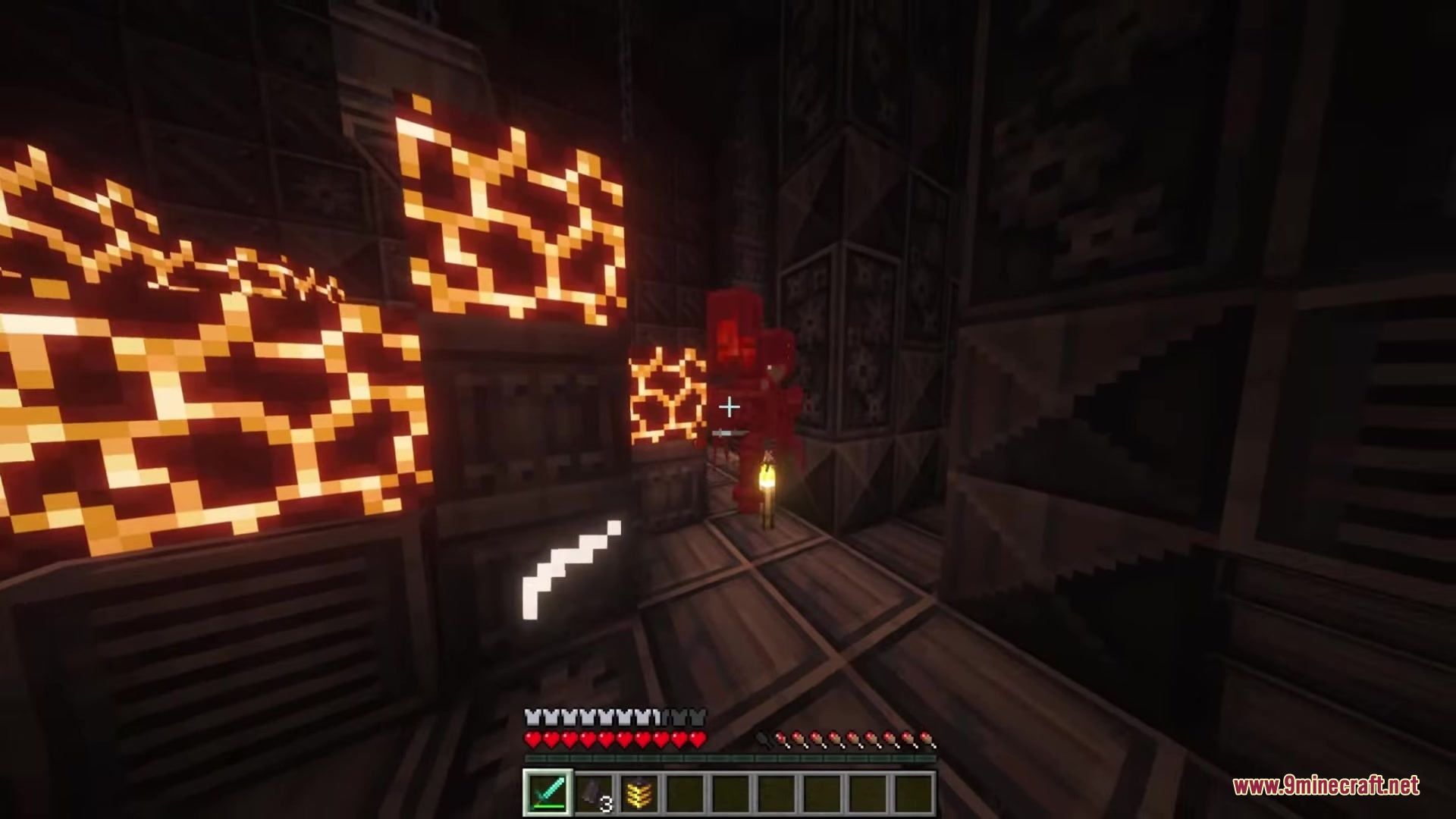 A player encounters a red robotic enemy from Kismet Mod in tech ruins