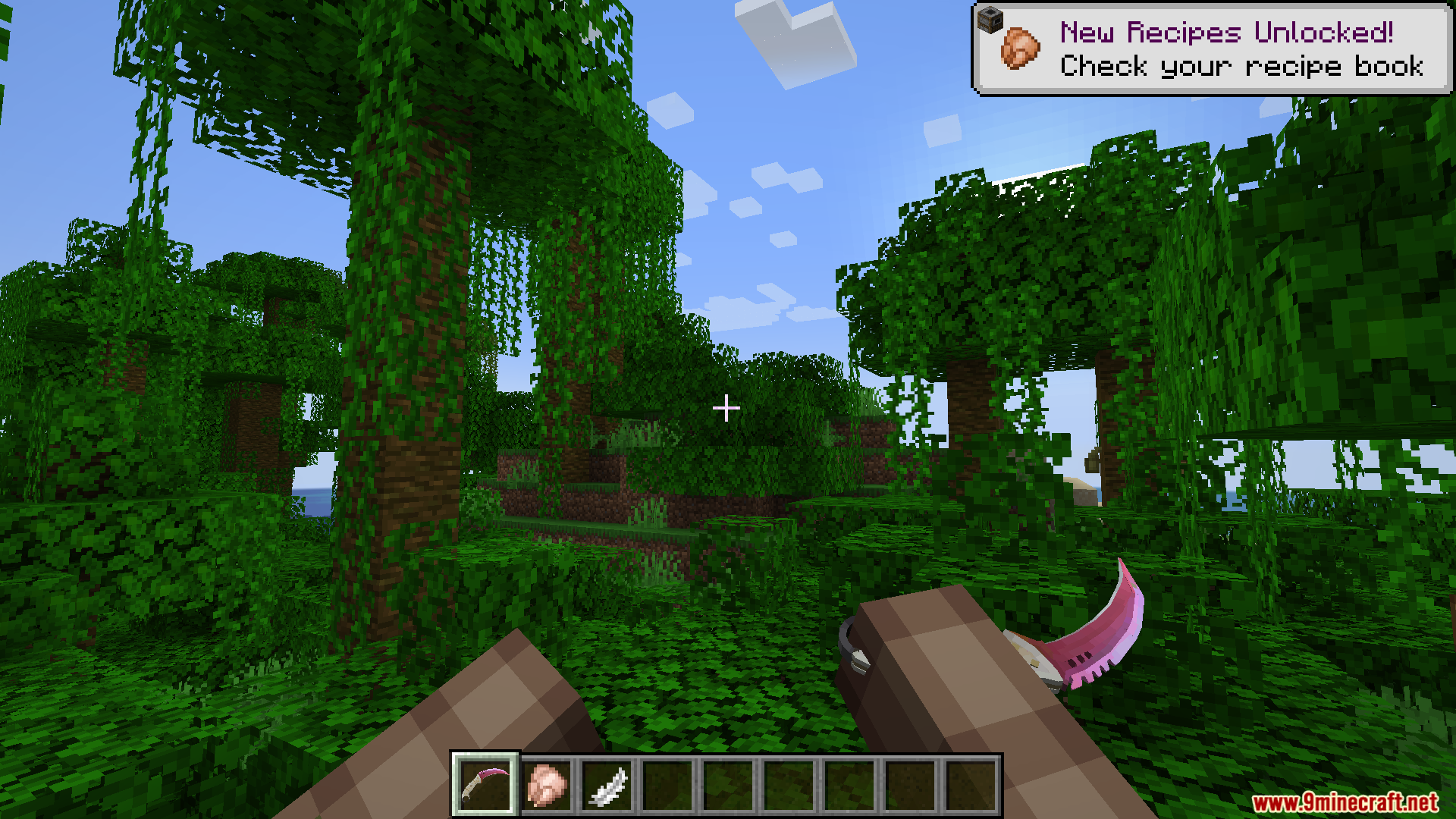 First person view of a player wielding a pink CS2 style knife
