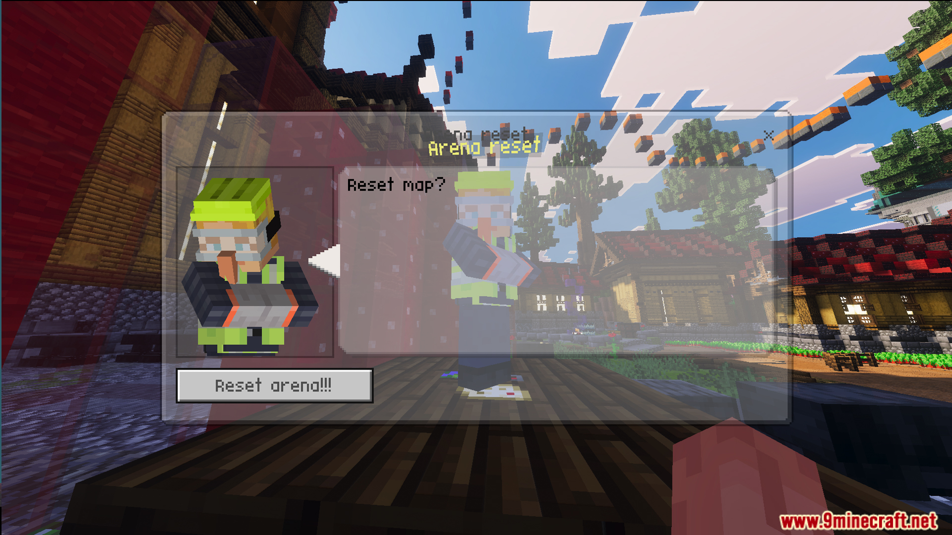 Law Fighting Simulator Bedrock Edition by Aquario Map Screenshot 3 Custom villager menu for resetting the arena in Law fighting simulator