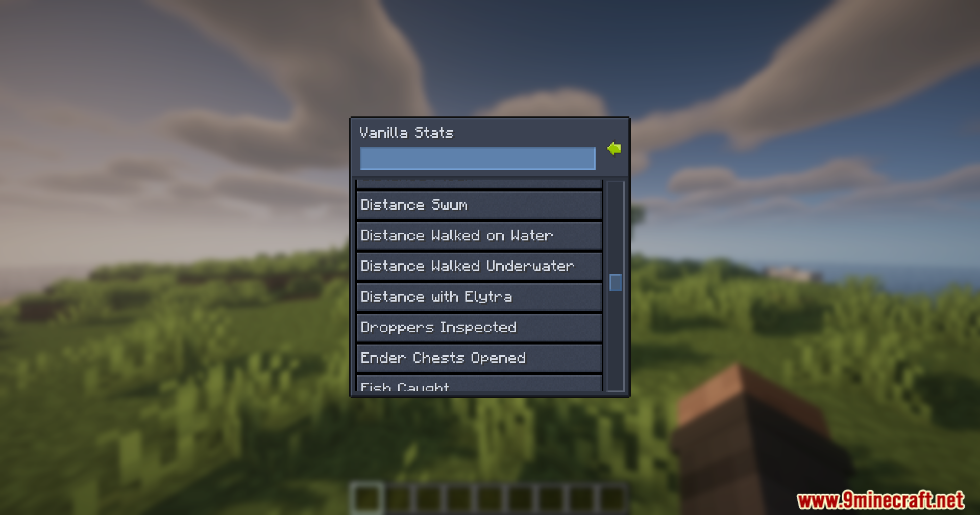 Leader Boards Mod menu displaying a list of vanilla statistics for player movement