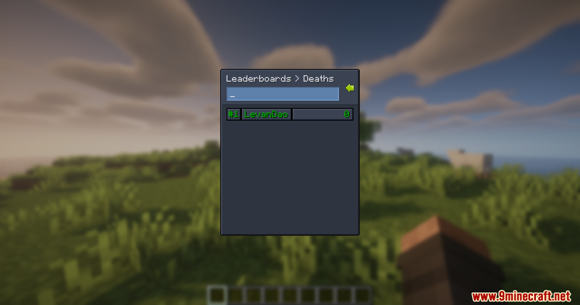 A player ranking screen for deaths within the Minecraft leaderboard system