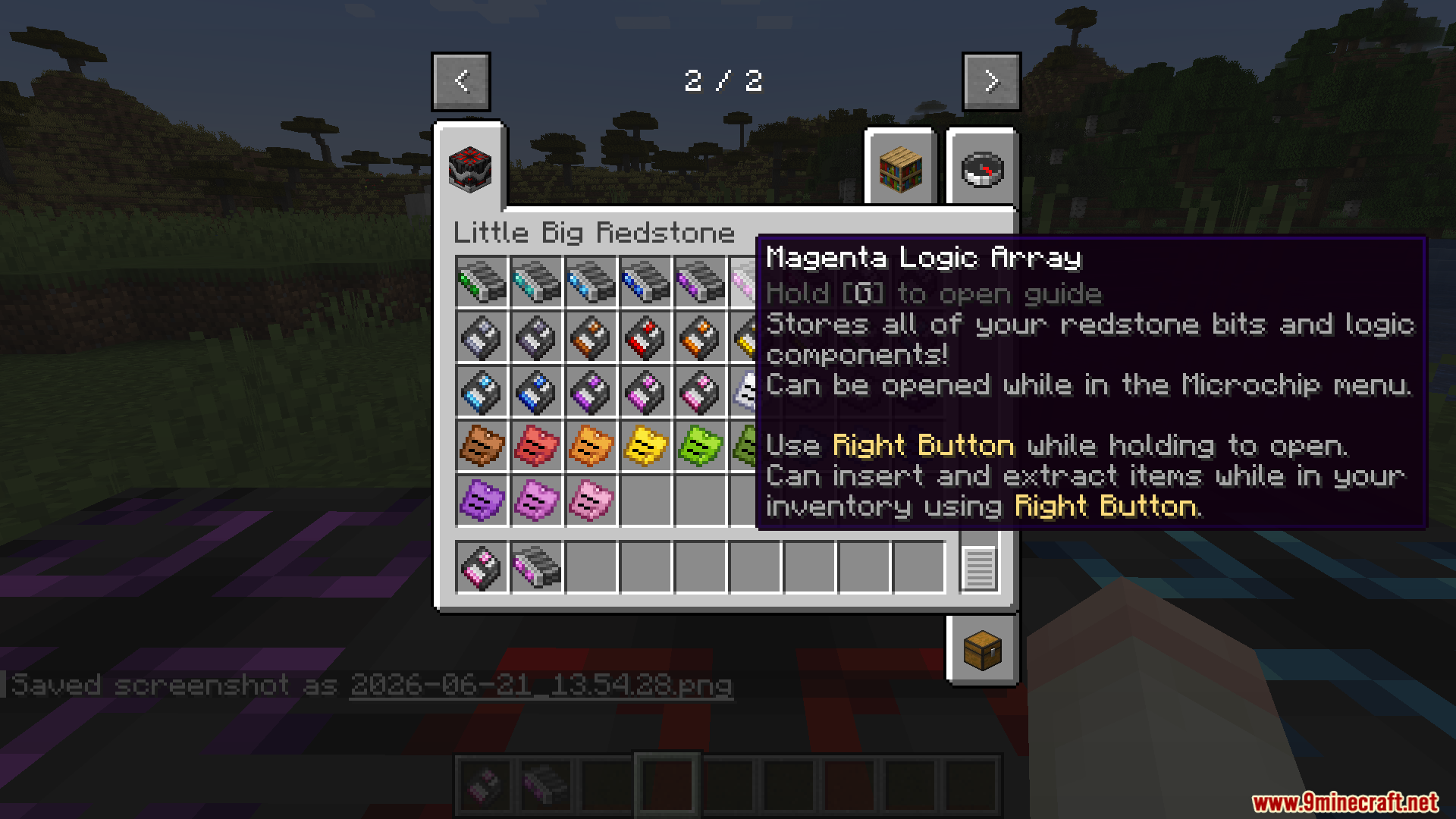 Little Big Redstone Mod Screenshot 10 Minecraft inventory displaying colored logic arrays and a detailed item tooltip