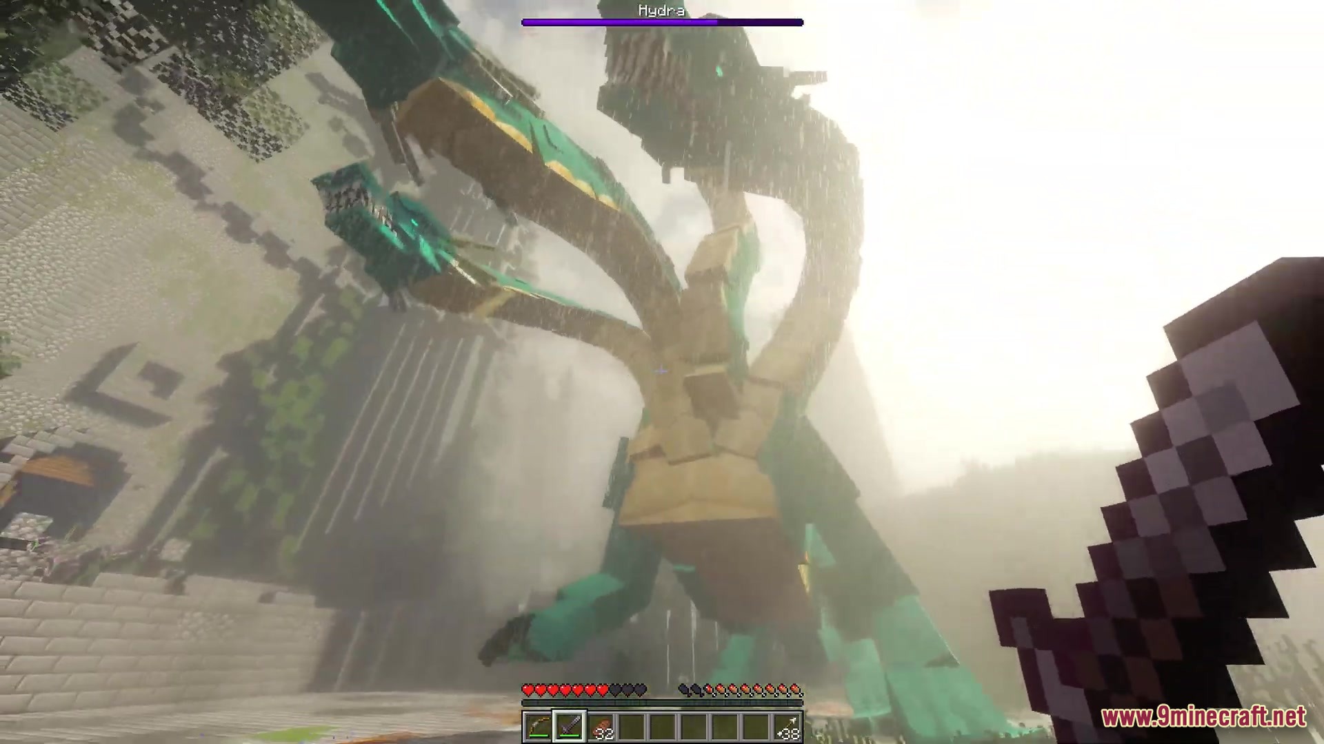 LittleRoomDev Hydra Model - low-angle cinematic of the Hydra towering over the player