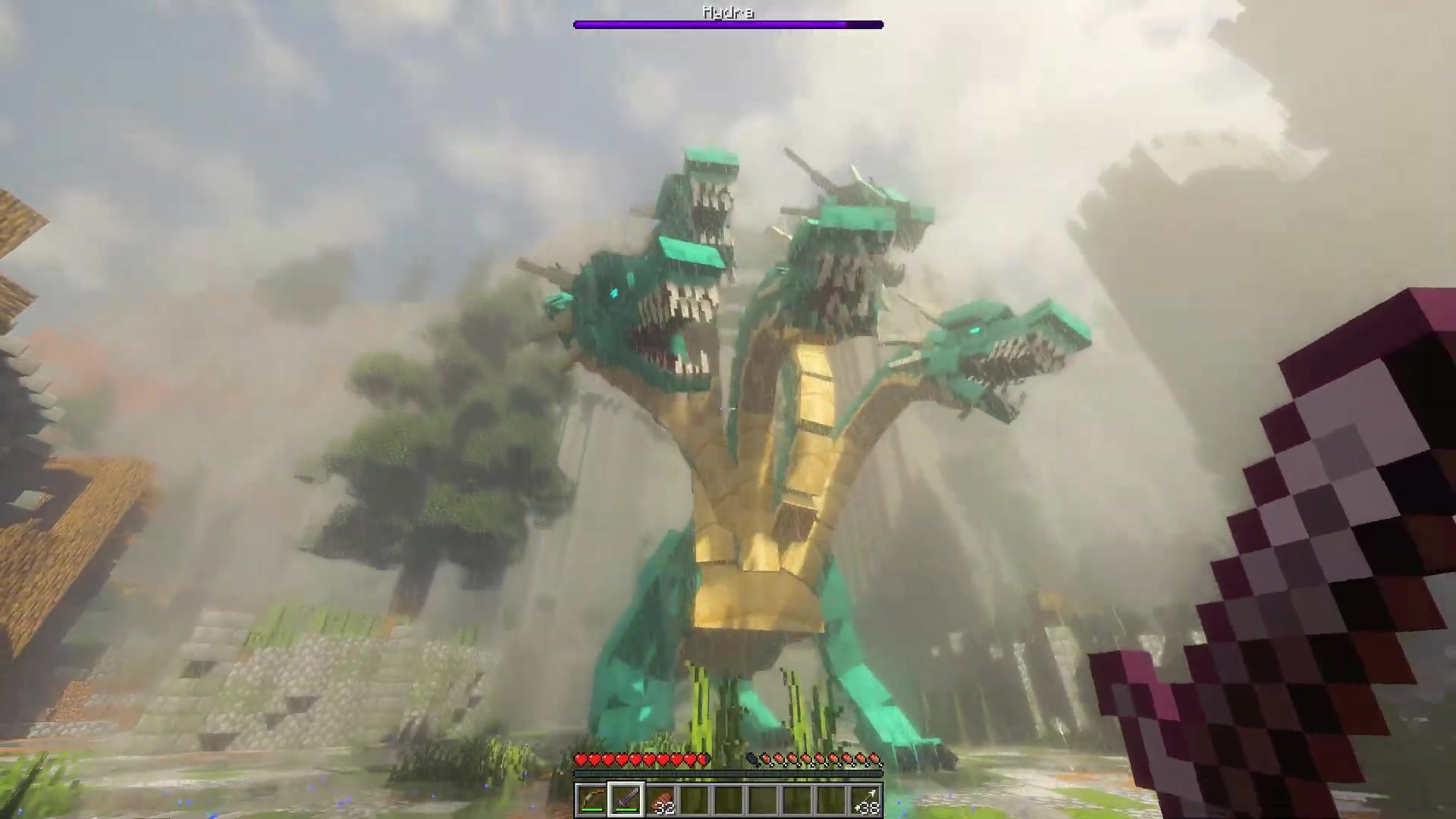 LittleRoomDev Hydra Model - three-headed Hydra raid boss in-world
