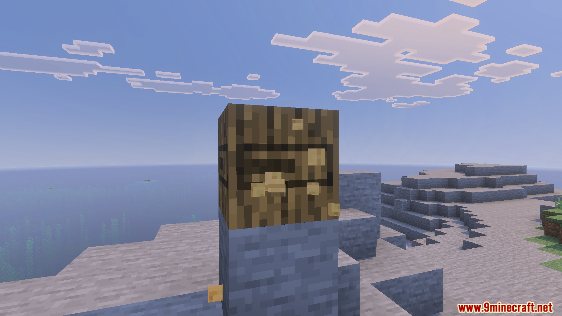 Wood log block displaying a loading bar animation instead of standard cracking effects