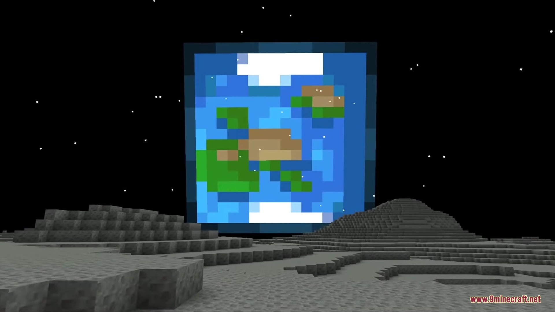 Lovecraft Beyond the Abyss Mod Screenshot 10 A large square Earthlike planet rising over a grey lunar surface