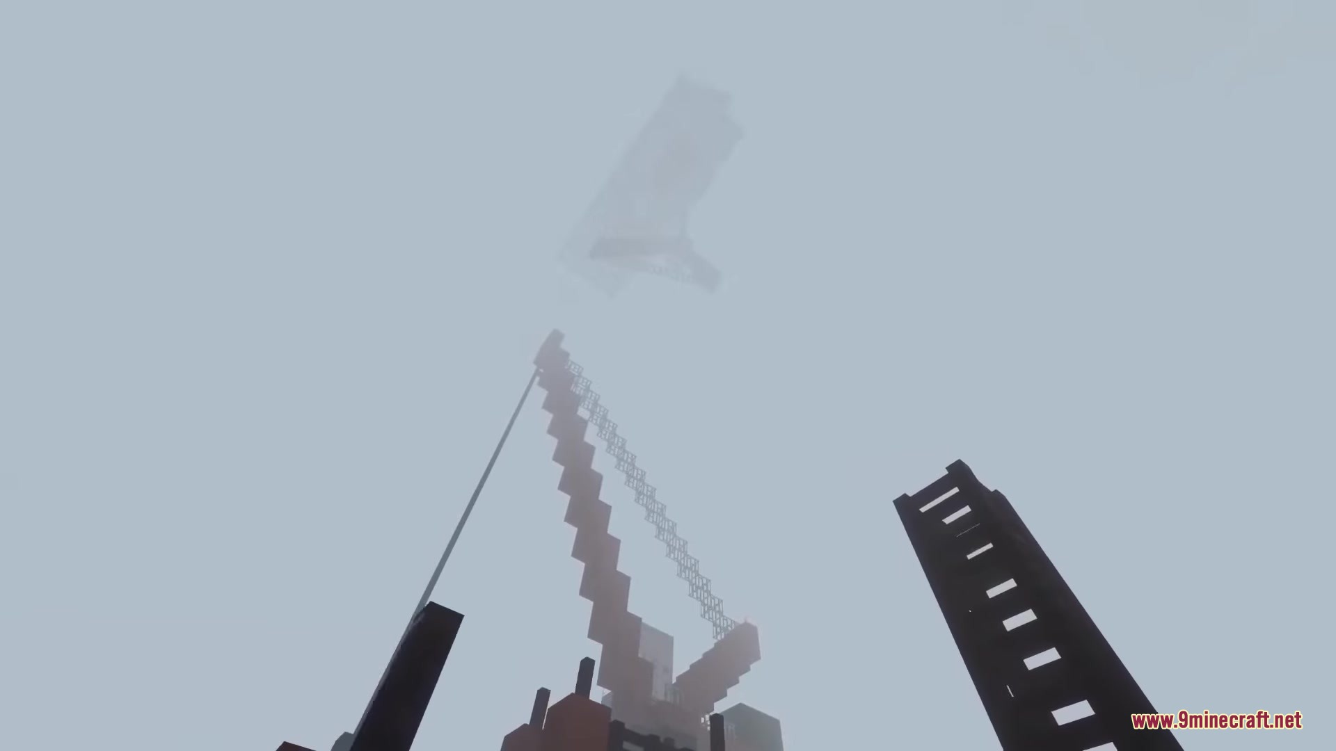 Lovecraft Beyond the Abyss Mod Screenshot 3 A tall blocky structure reaches high into a thick and mysterious fog