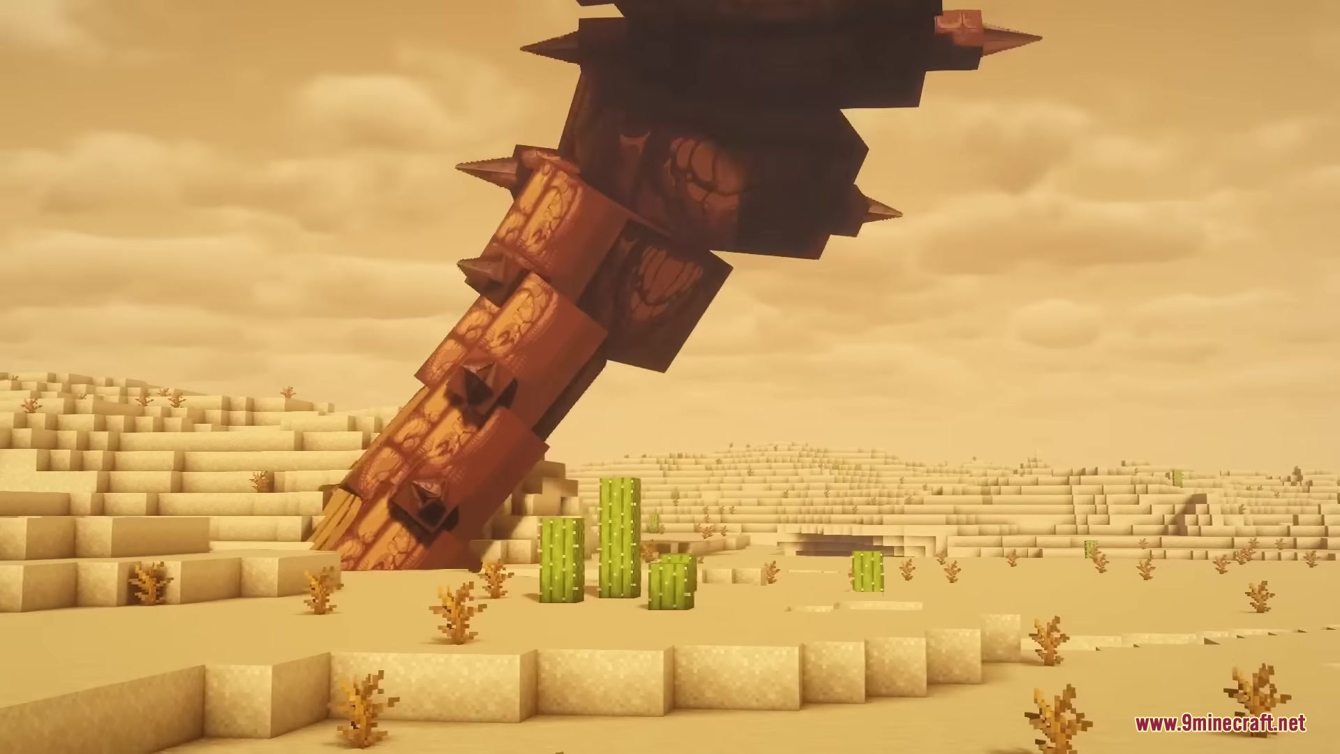 Lovecraft Beyond the Abyss Mod Screenshot 5 A massive spiked skeletal spine rising from the sandy desert floor