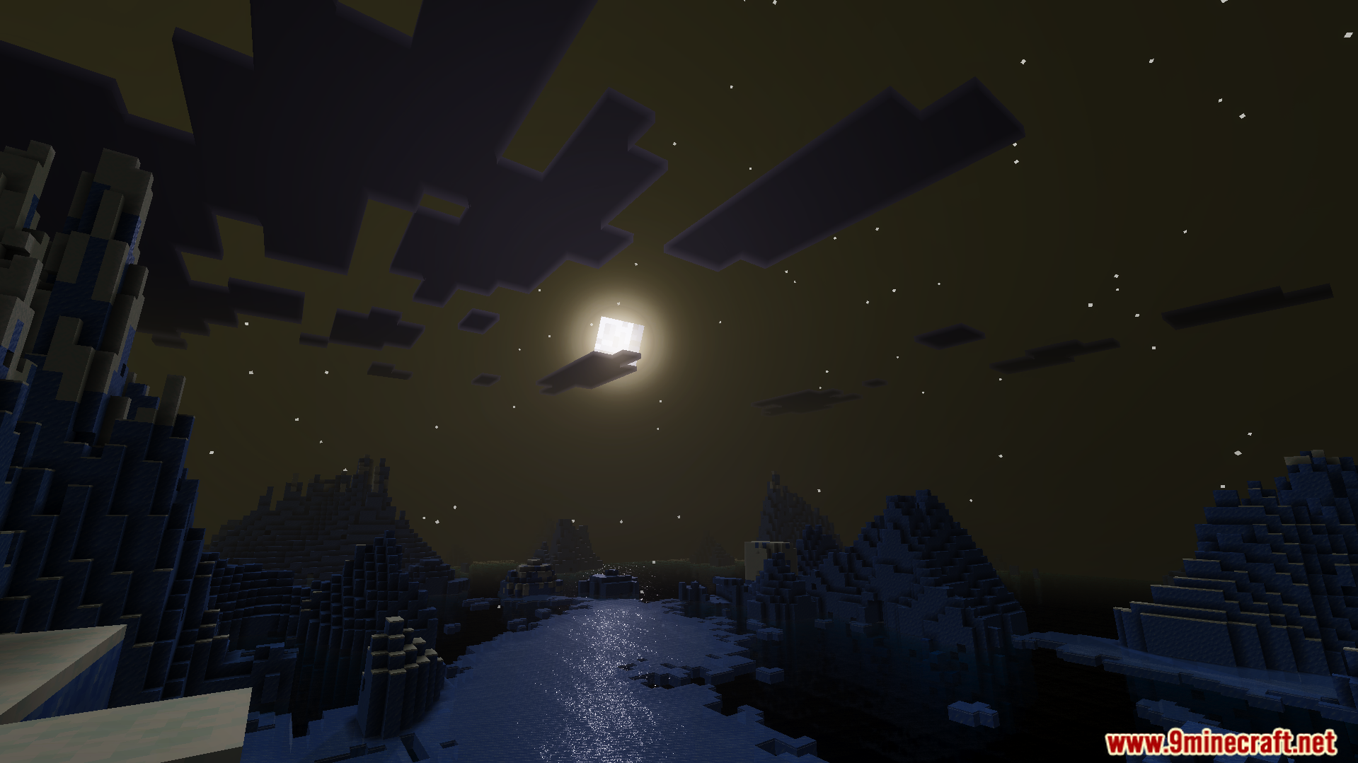 Lumina Visual Shader Screenshot 9 Night scene with a square moon and realistic lighting over dark water
