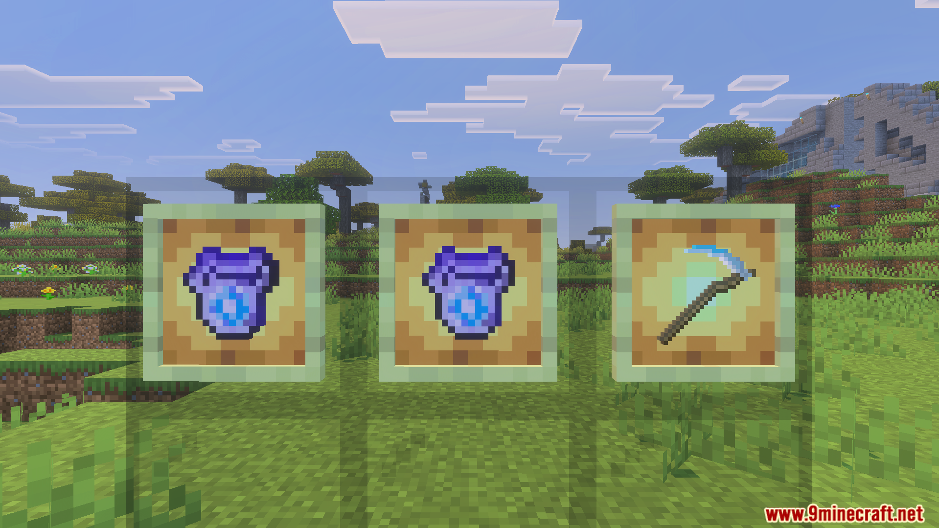 M Helden Addon Screenshot 3 Custom items including Soul Amulets and a Soul Stealer scythe in item frames