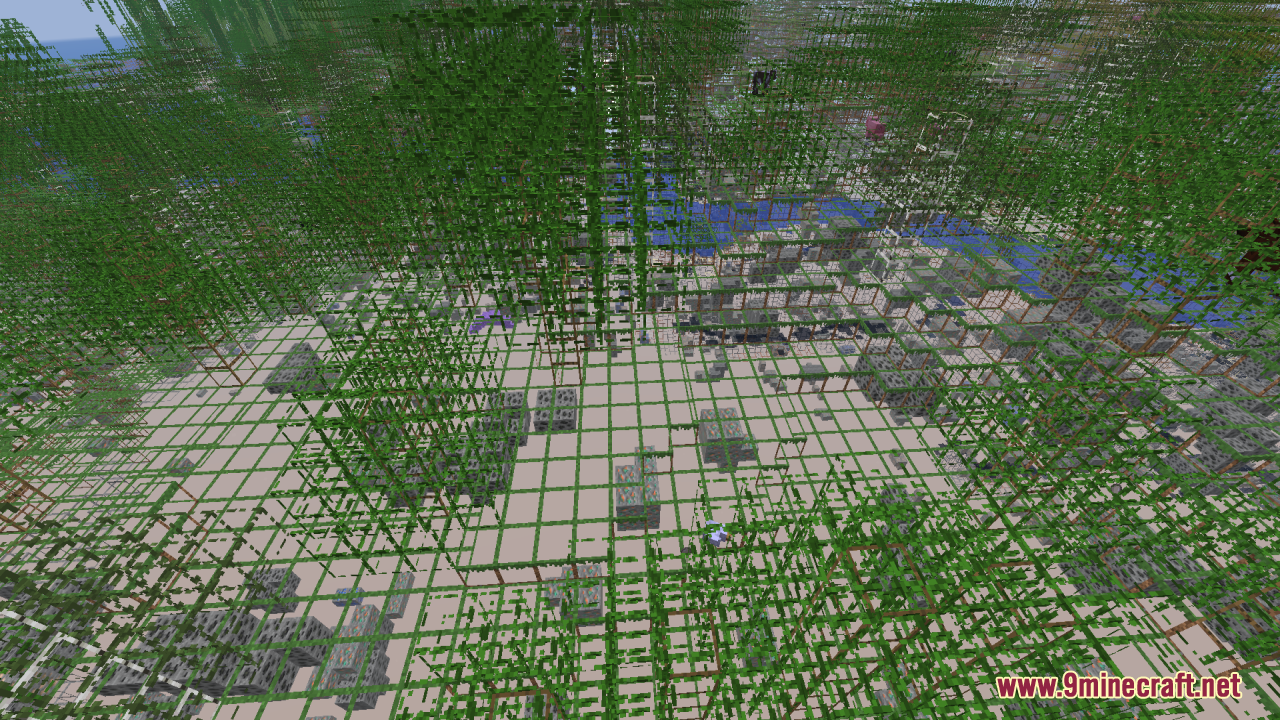 Mahi's X-Ray Resource Pack Screenshot 10 Transparent terrain with green outlines reveals hidden ores and a river in Minecraft
