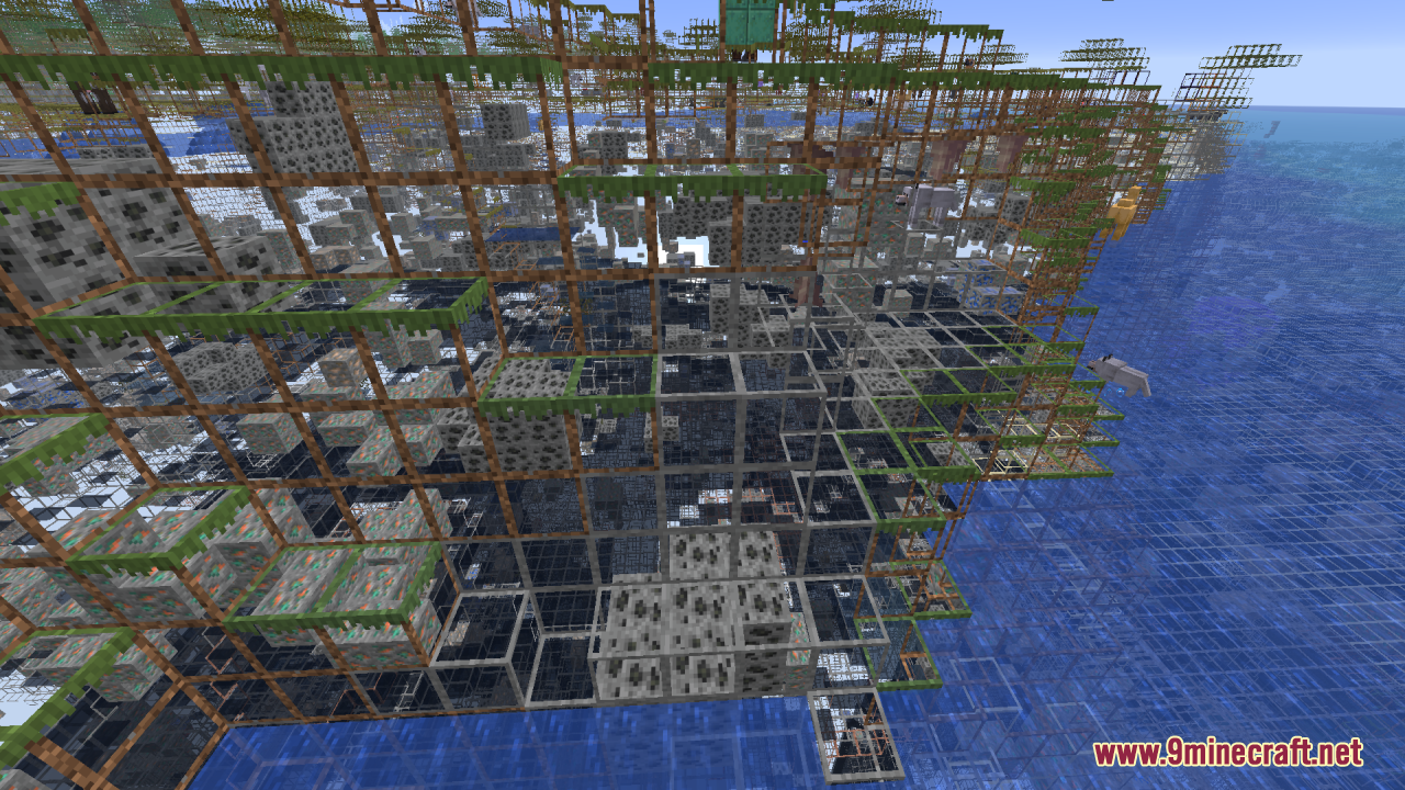 Mahi's X-Ray Resource Pack Screenshot 4 Transparent ground outlines showing coal and copper ores deep beneath the surface