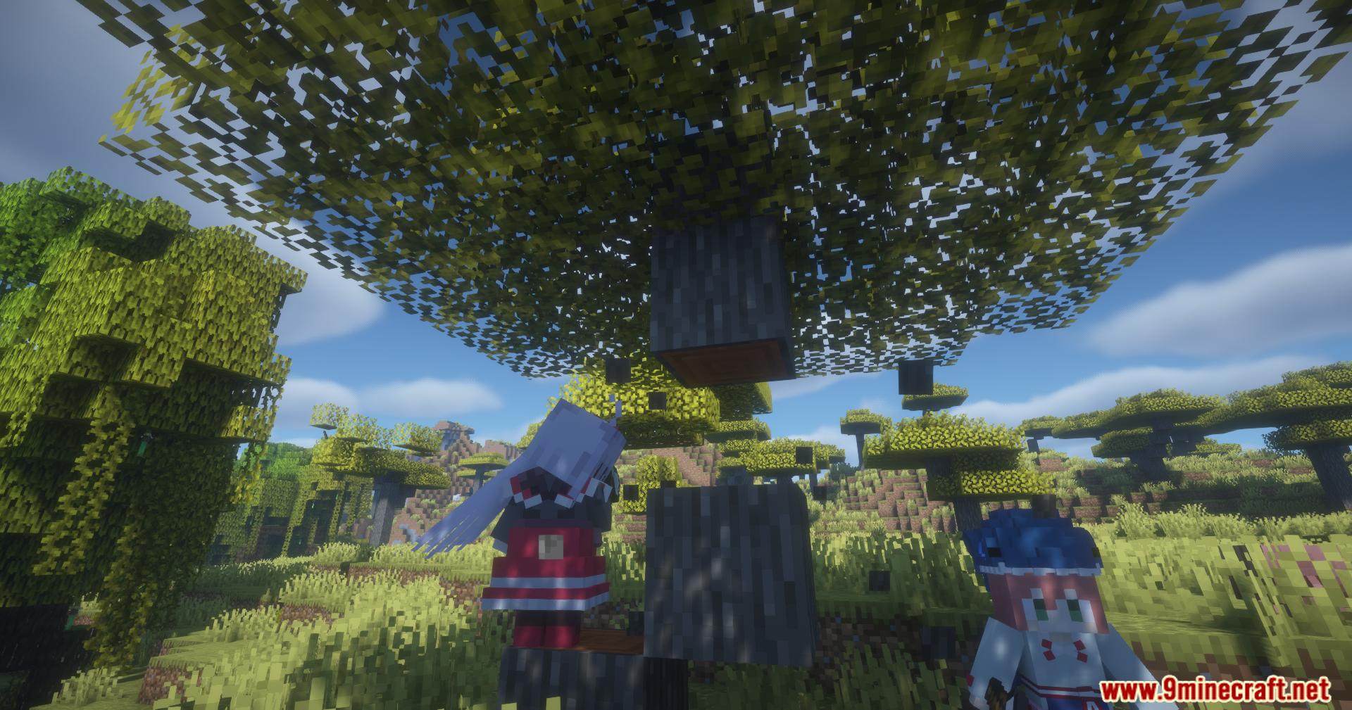 Maid Useful Task Mod Screenshot 10 A maid chops down a tree with wood blocks floating in air