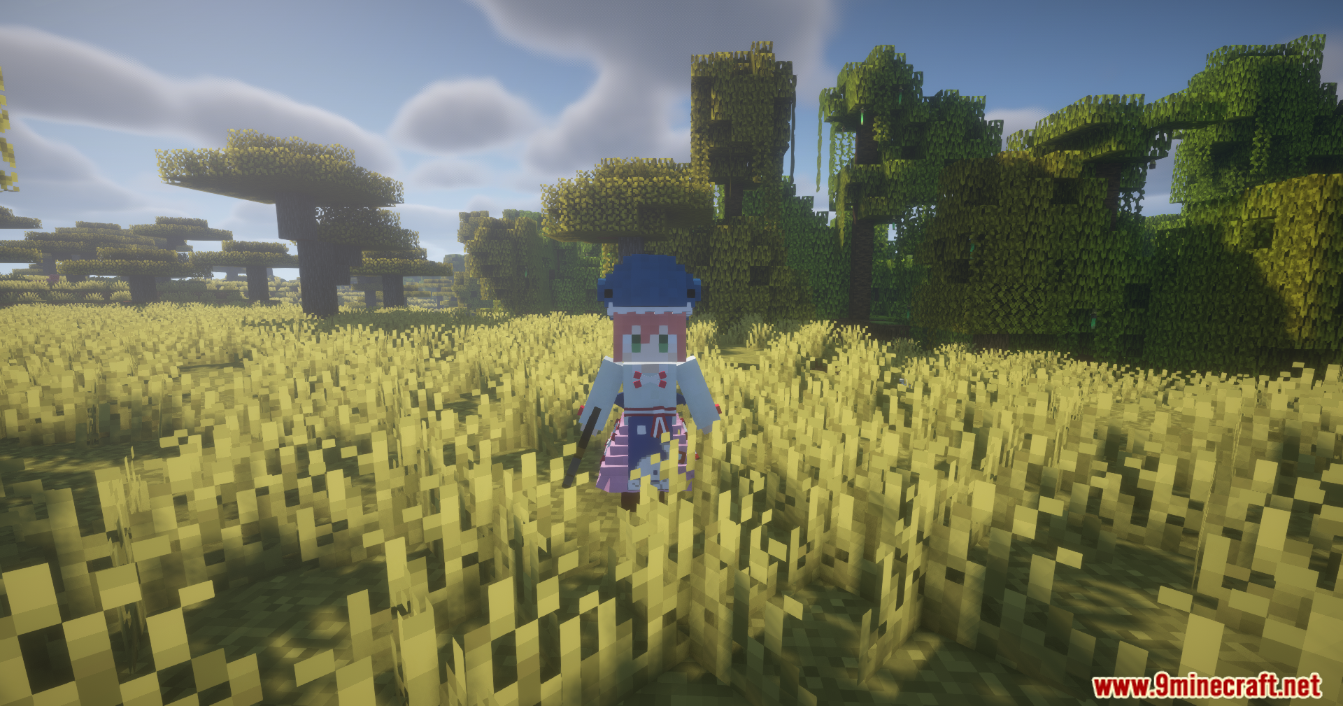Maid Useful Task Mod Screenshot 3 A cute maid character stands in a field of tall yellow grass