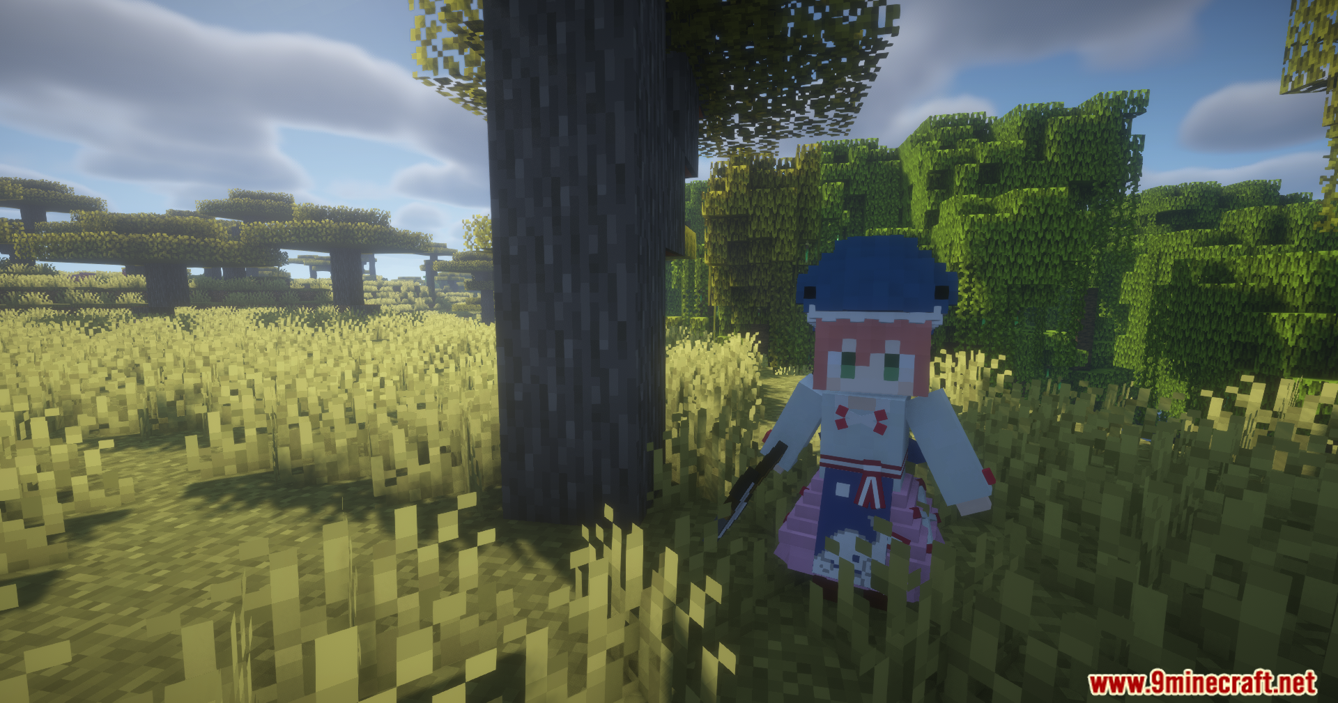 Maid Useful Task Mod Screenshot 6 A maid helper from the Maid Useful Task Mod exploring a savanna biome