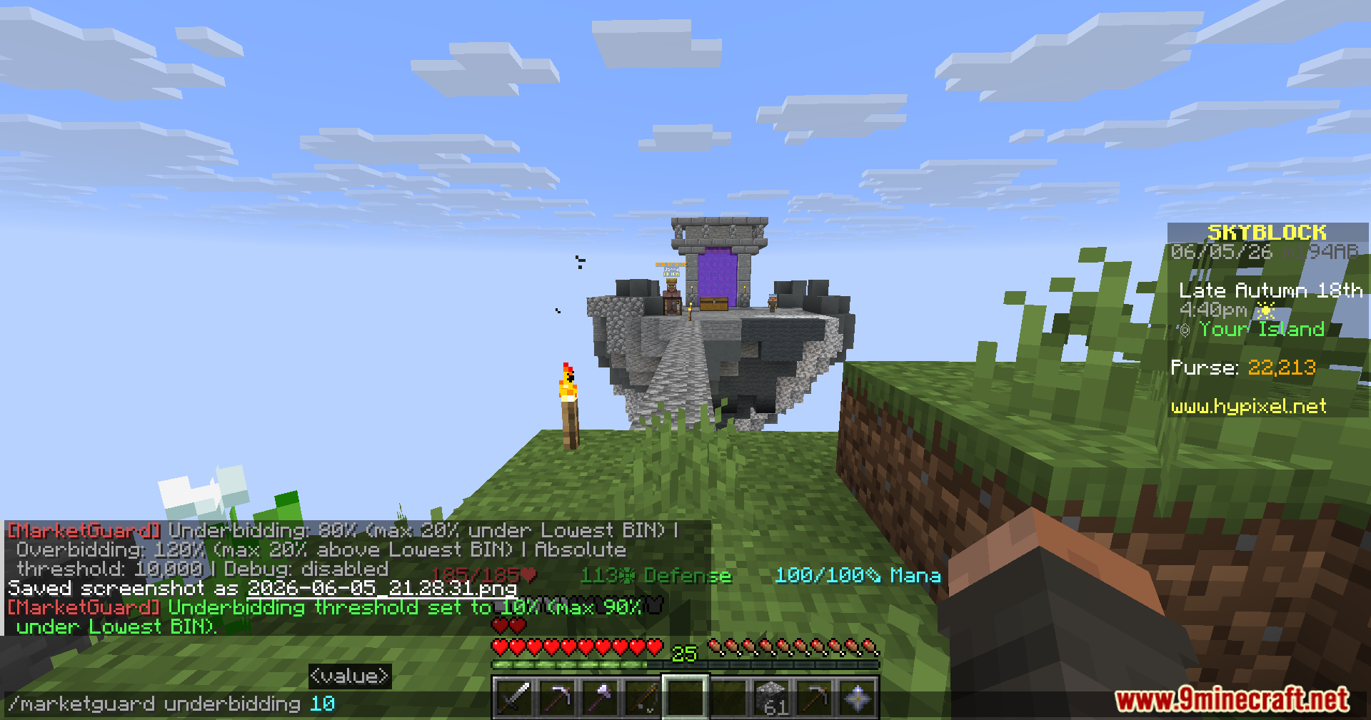 Player sets the underbidding threshold with the MarketGuard mod command