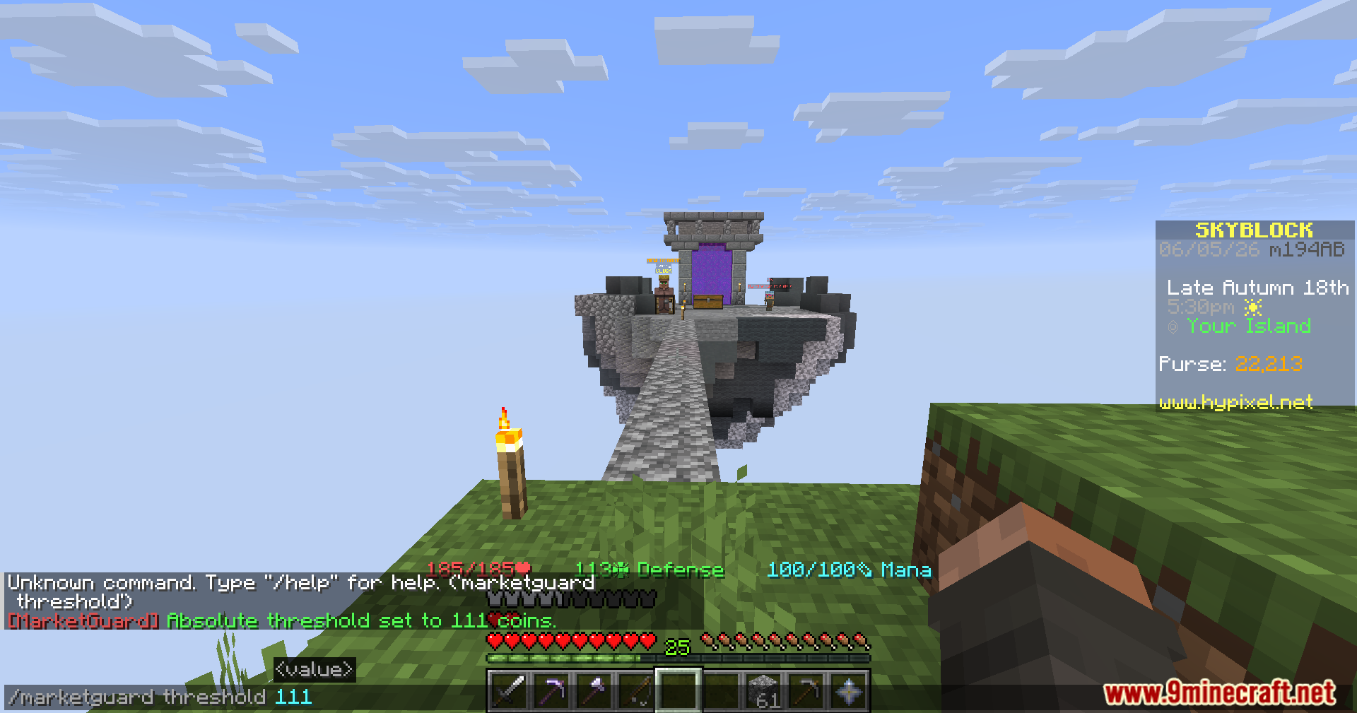 A player enters a command to set a coin threshold in the chat
