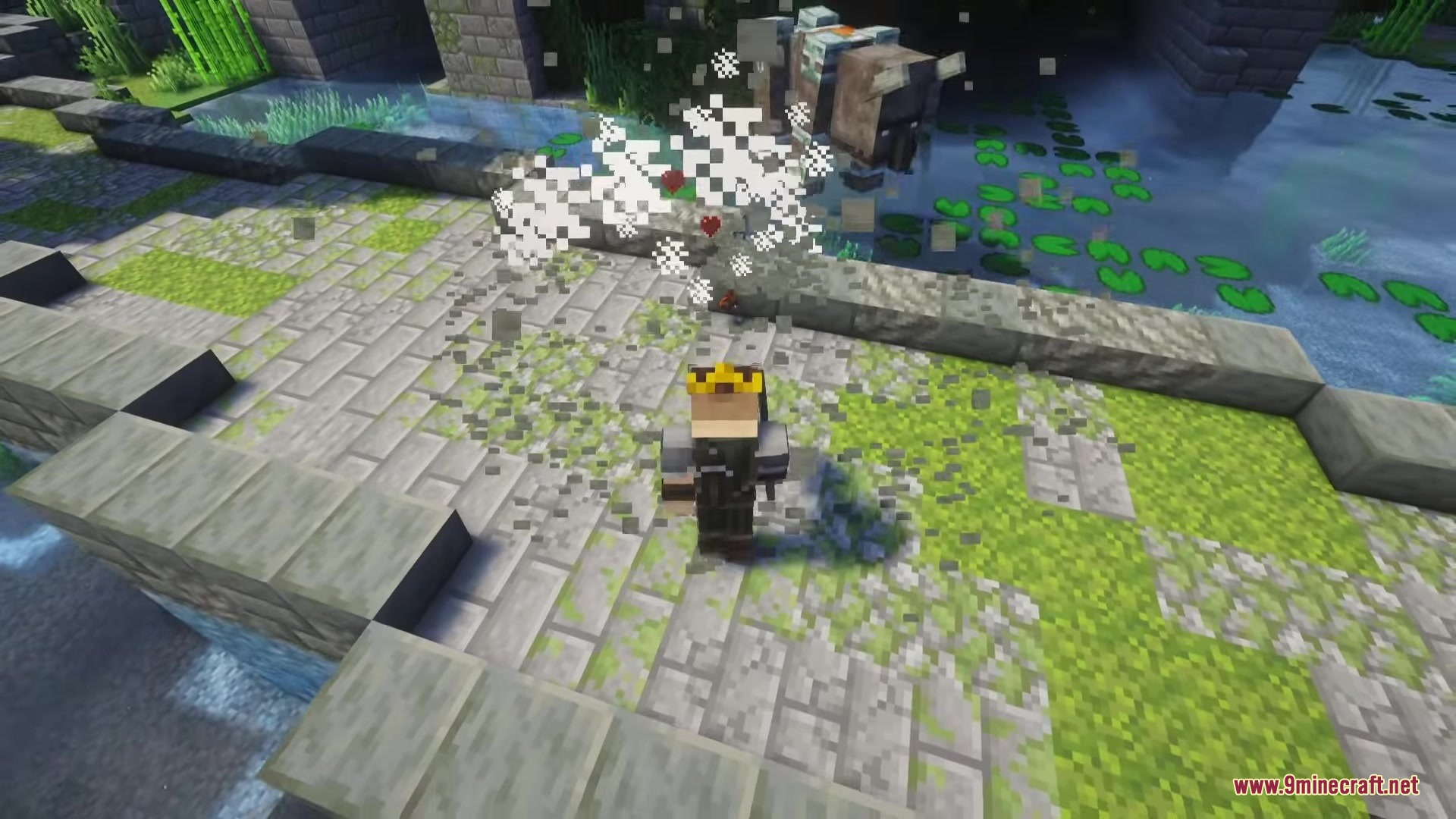 Mas Effects Curseforge Edition Mod Screenshot 2 Large white particles create a dramatic shockwave effect after a mace smash attack