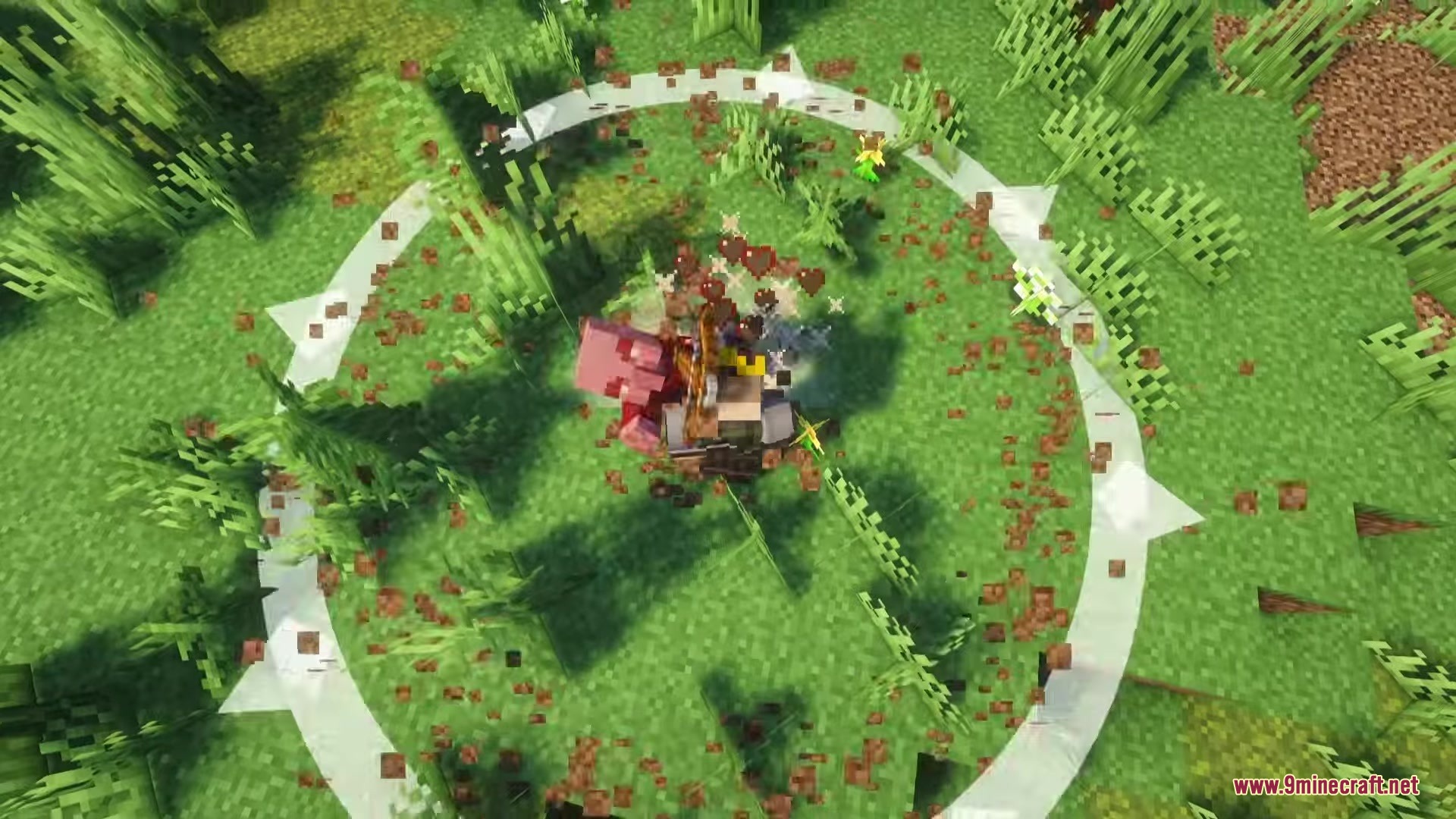 Mas Effects Curseforge Edition Mod Screenshot 7 A player creates a giant shockwave effect after landing a mace smash attack
