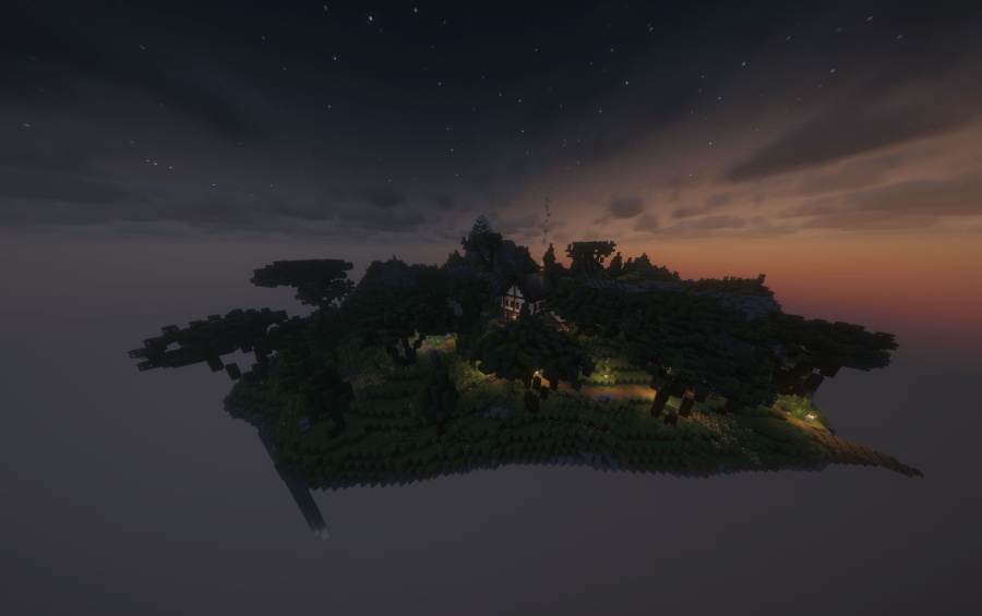Medieval Floating Island 125x125 FREE Schematic Screenshots 3 A medieval cottage sits on a floating island under a starry twilight sky