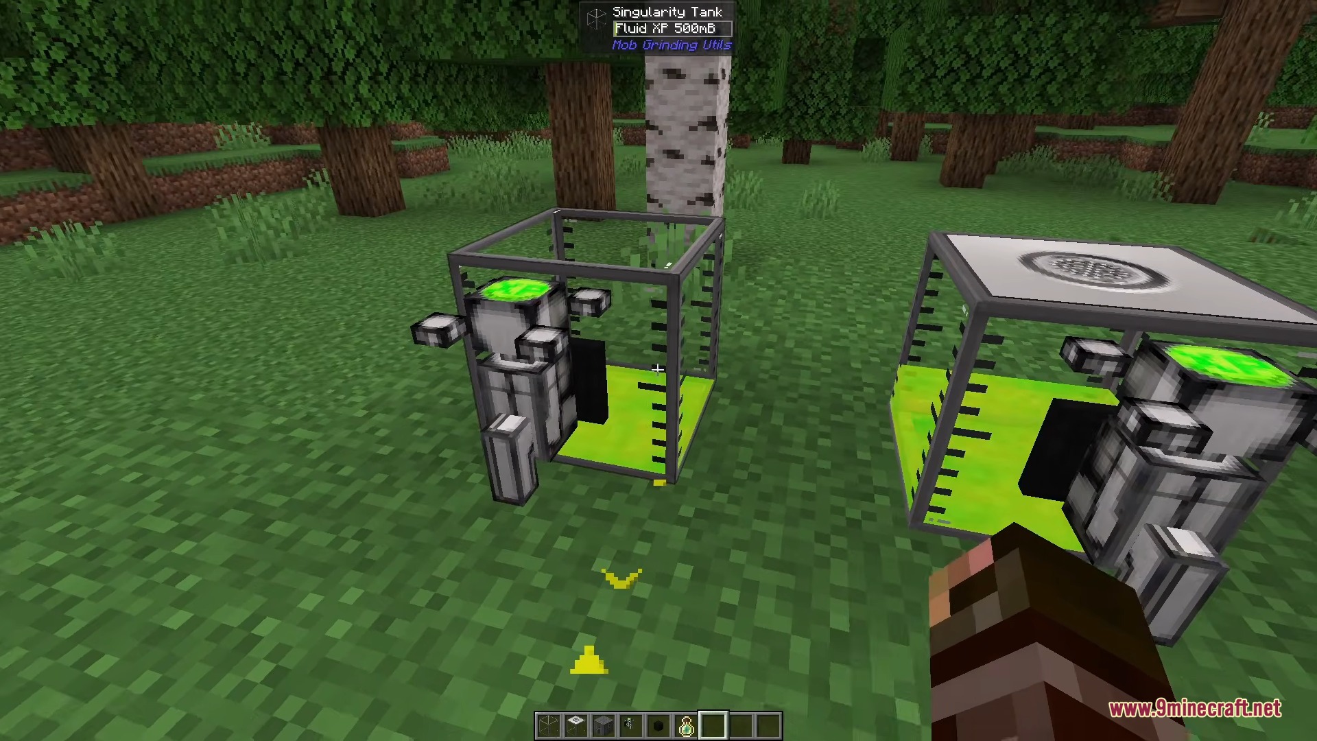 Two Singularity Tanks with XP Taps attached containing green fluid experience