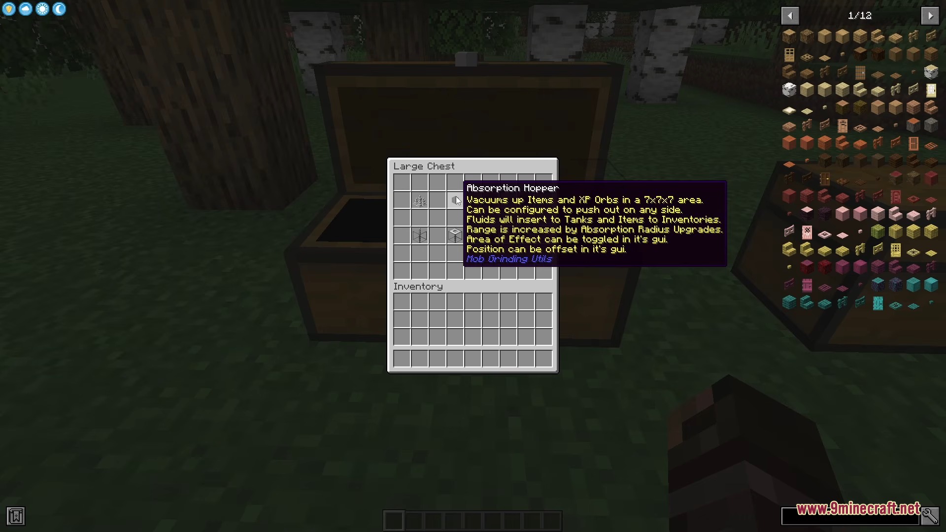 A player views the item tooltip for an Absorption Hopper in Minecraft