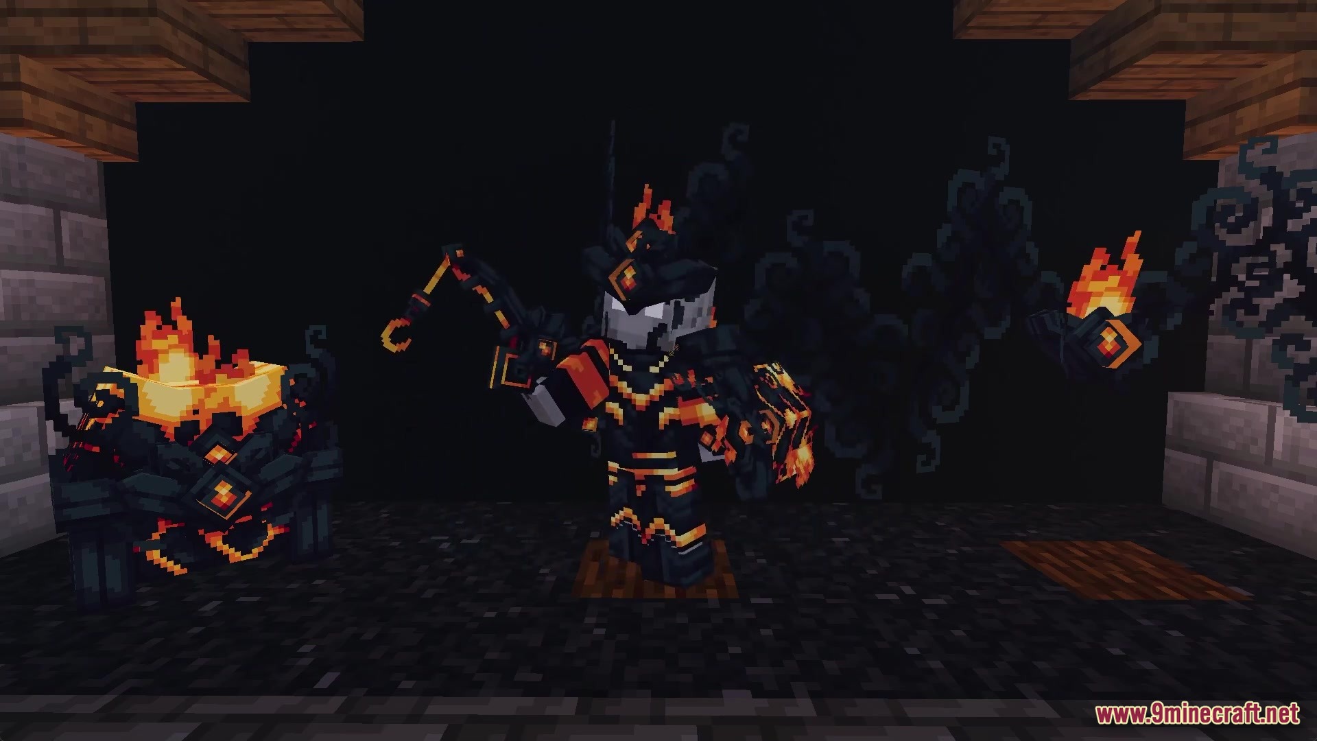 Molten Magma Animated Weapon Set Model - in-game showcase of the molten bow and shield