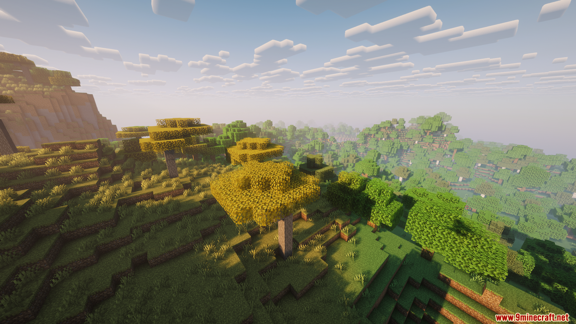 Monocle Mod Screenshot 8 Vibrant yellow and green trees on a hillside enhanced by realistic shader effects