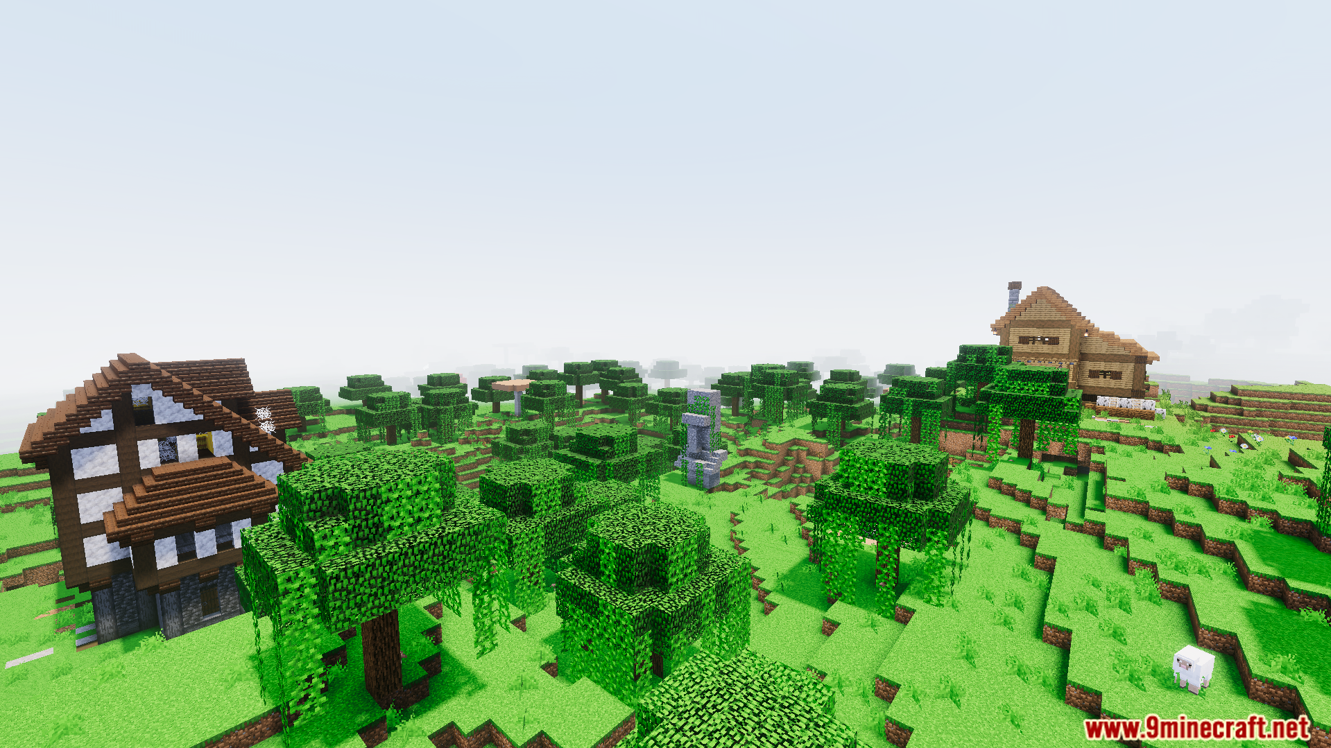 Moogs Voyager Structures Addon Screenshot 9 Moogs Voyager Structures Addon adds diverse buildings like wooden houses across the landscape
