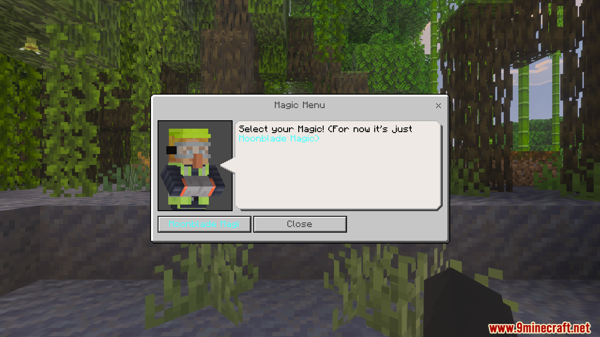 In game magic menu interface for selecting a specific magic style