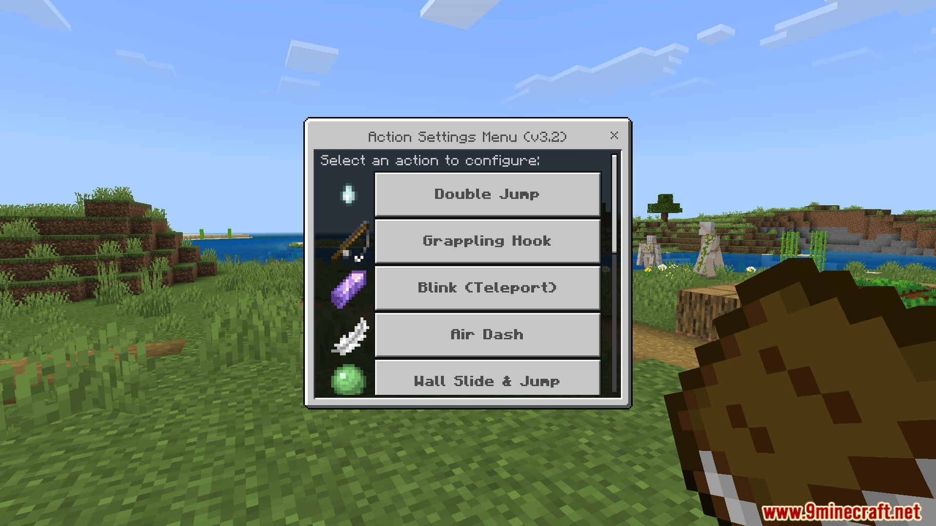 More Actions Addon Screenshot 2 Custom in game menu for configuring movement abilities like double jump and grappling hook