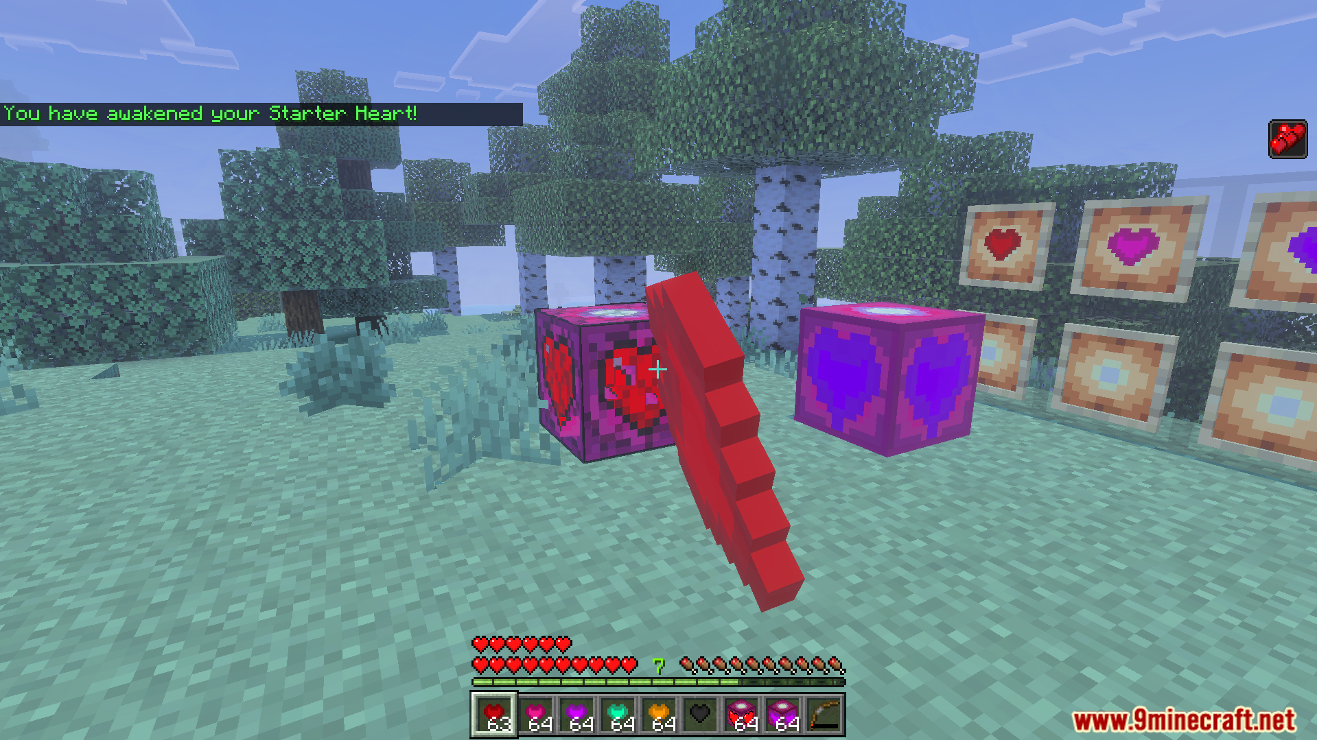 More Health Addon Screenshot 5 Player holding a red heart item from the More Health Addon in Minecraft