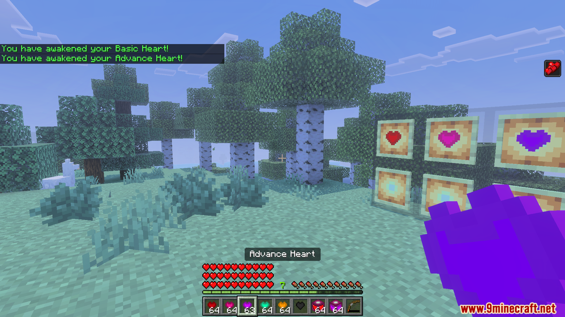 More Health Addon Screenshot 7 Player holding a purple Advance Heart to increase maximum health beyond normal limits