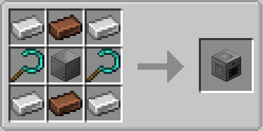 Mystical Automation Mod Screenshot 13 Crafting recipe for the Farmer block using iron copper and diamond scythes