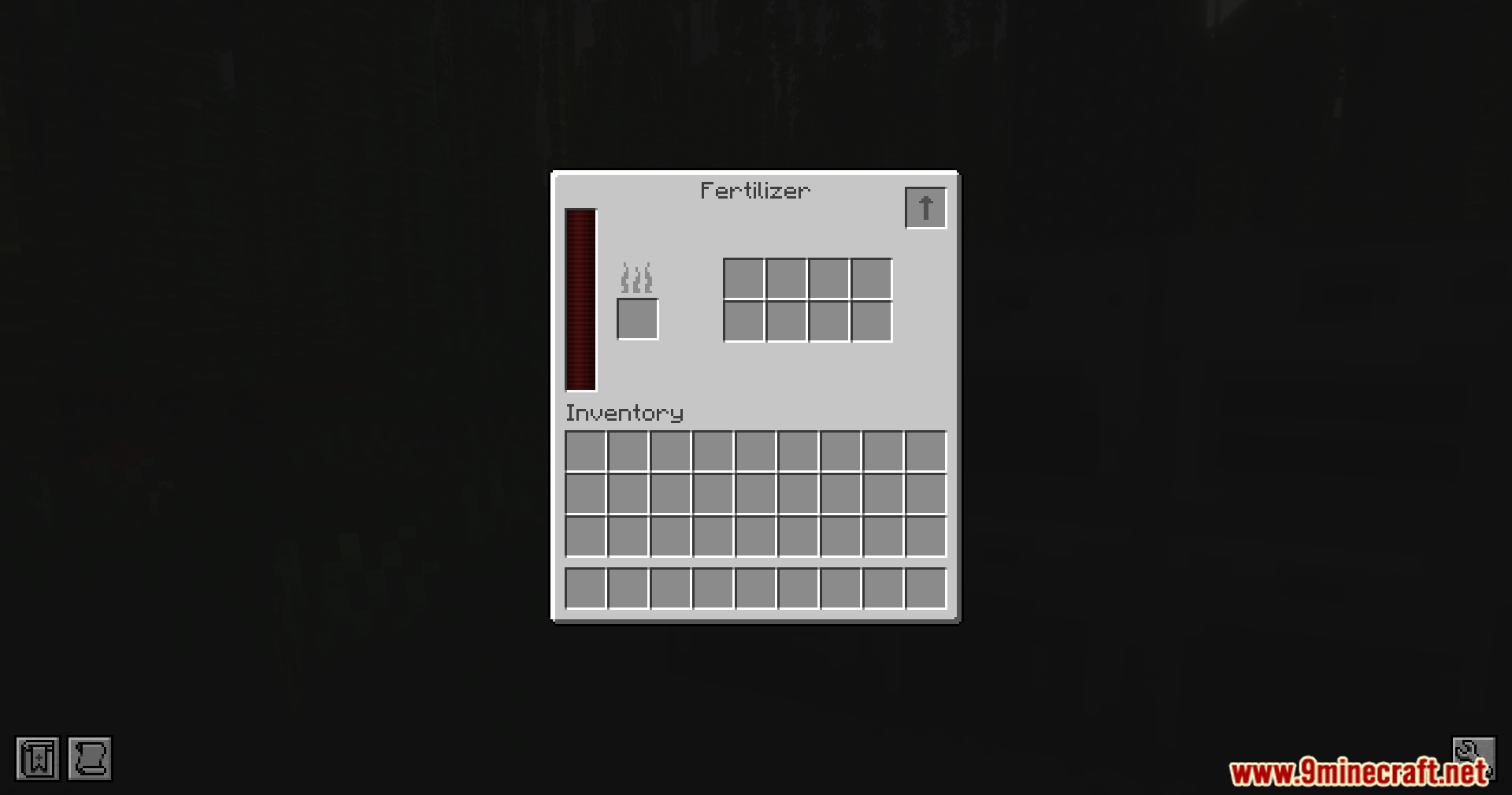 Mystical Automation Mod Screenshot 4 User interface for the Fertilizer block showing energy levels and inventory slots