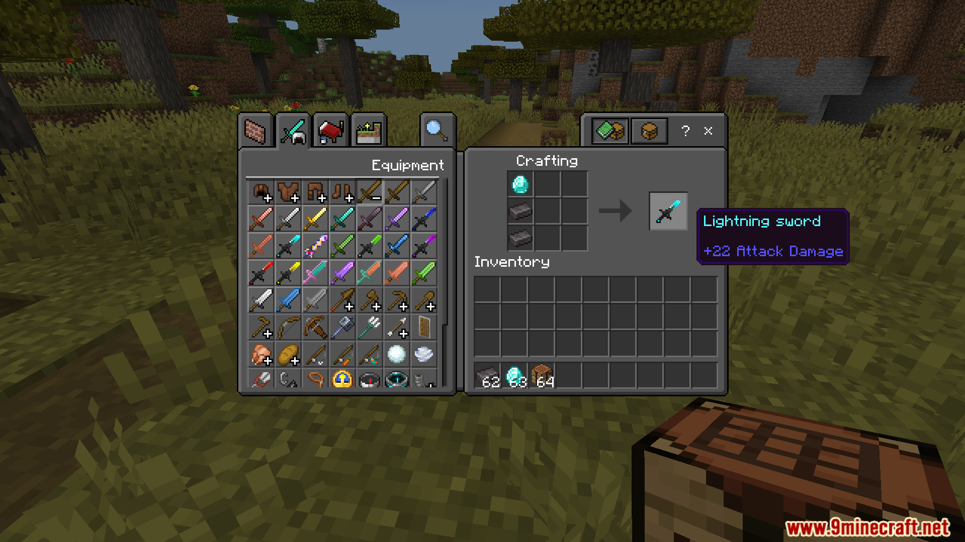 NasaRemixs Elemental Swords Addon Screenshot 5 Crafting recipe for a Lightning sword from the NasaRemixs Elemental Swords Addon