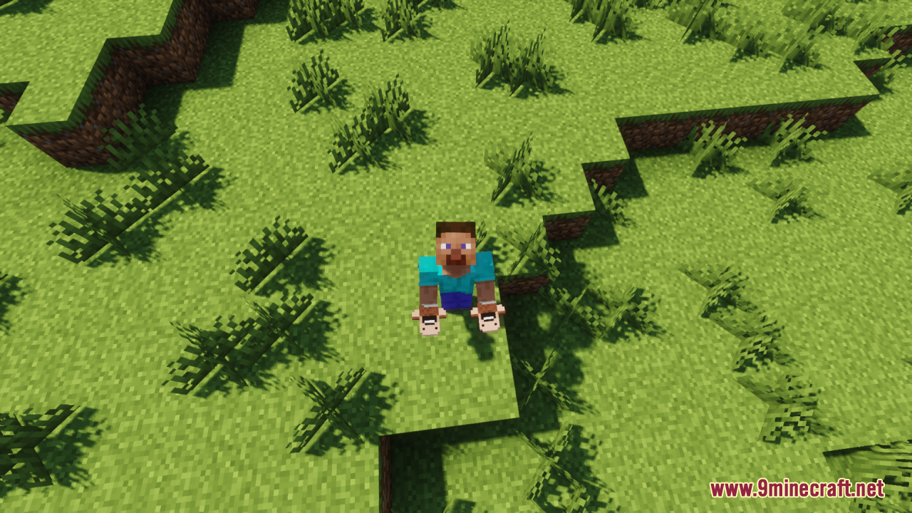 Notch Totem of Undying Resource Pack Screenshot 5 Minecraft character holding two Notch themed totems in both hands on a grass field