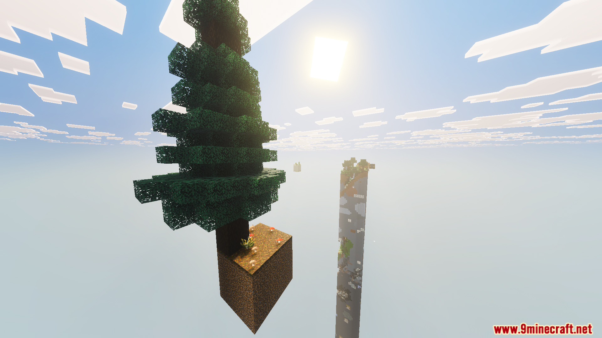 One chunk Map features a single vertical pillar of blocks in the void