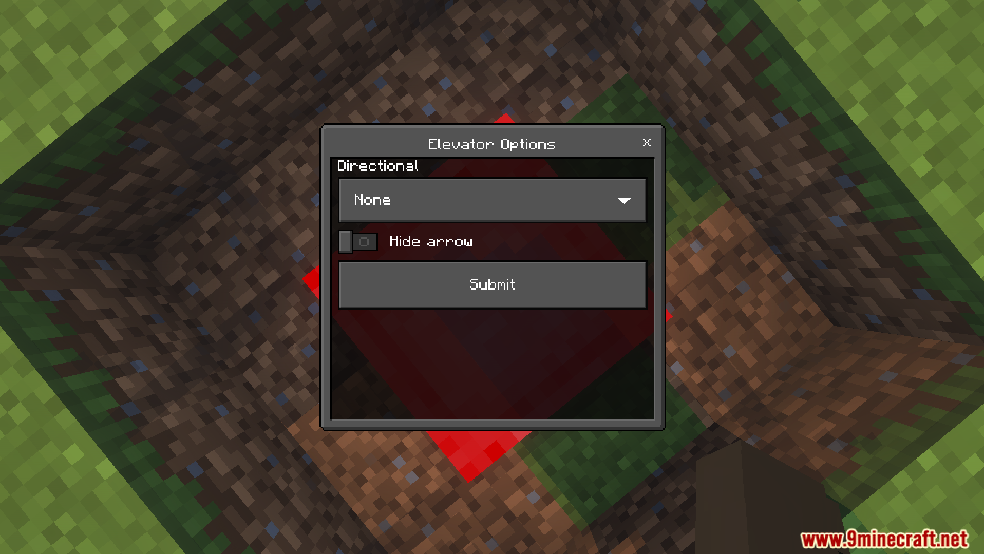 Interface for choosing teleport direction and hiding the arrow on elevator blocks
