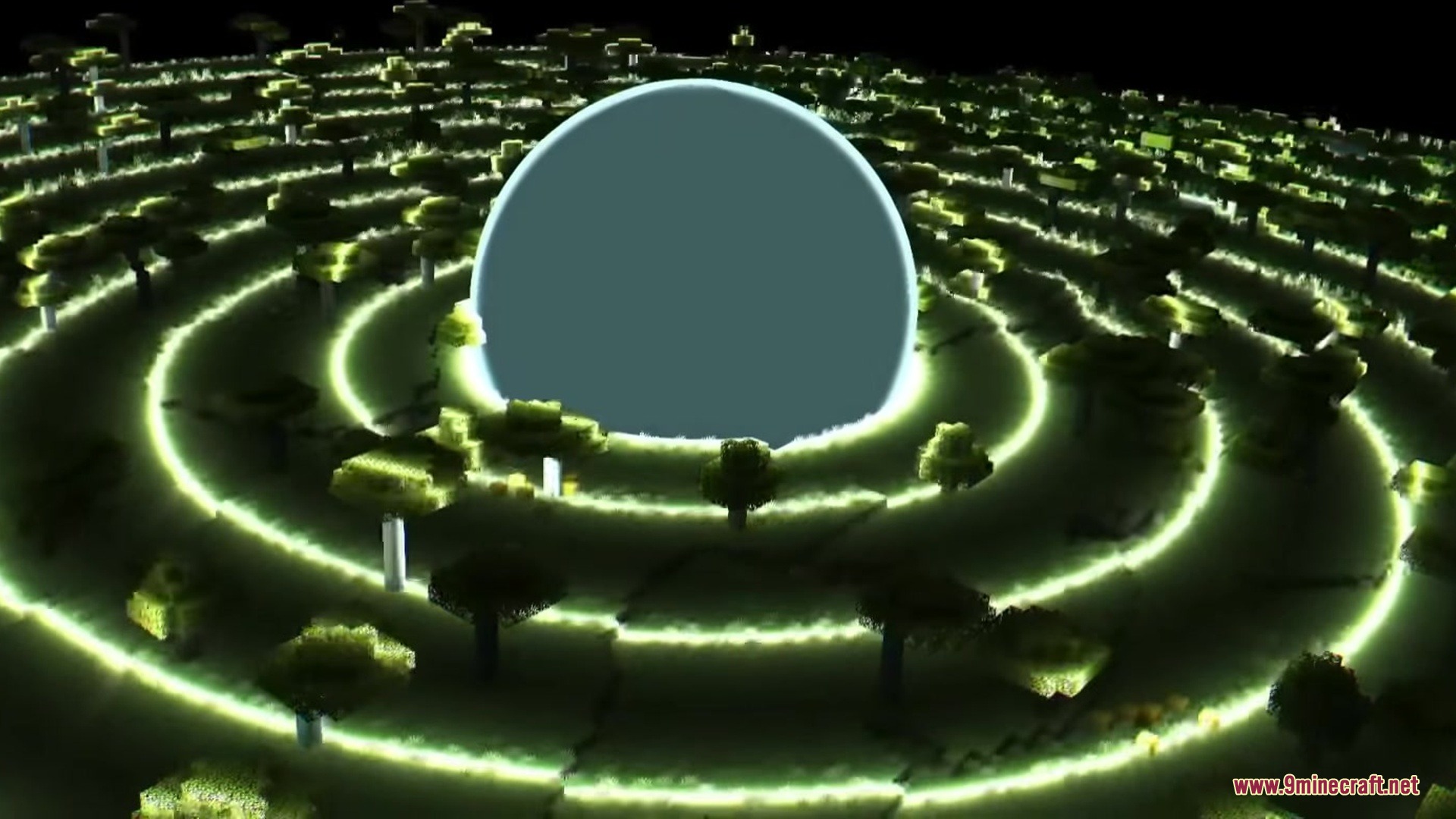 Orbital Railgun Reforged Mod Screenshot 5 A massive energy sphere surrounded by glowing concentric rings on the ground