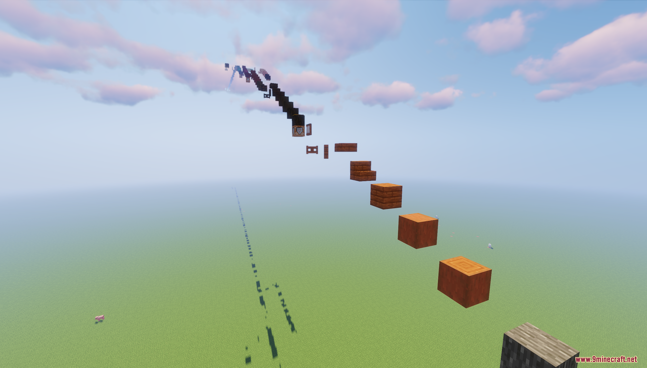 Parkour Blocks Map Screenshot 6 Floating wooden blocks and trapdoors create a challenging parkour course in the sky