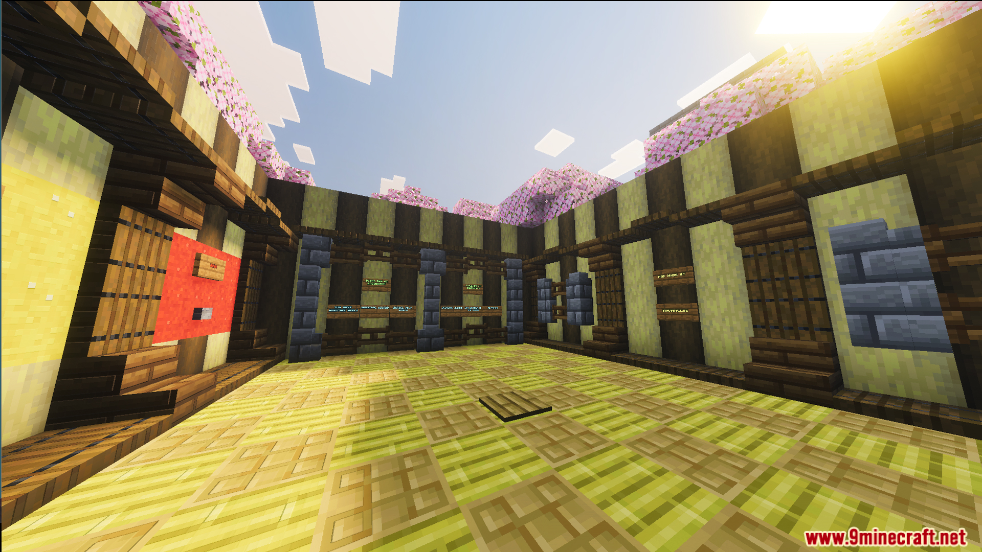 Starting lobby area where players choose difficulty levels for parkour challenges