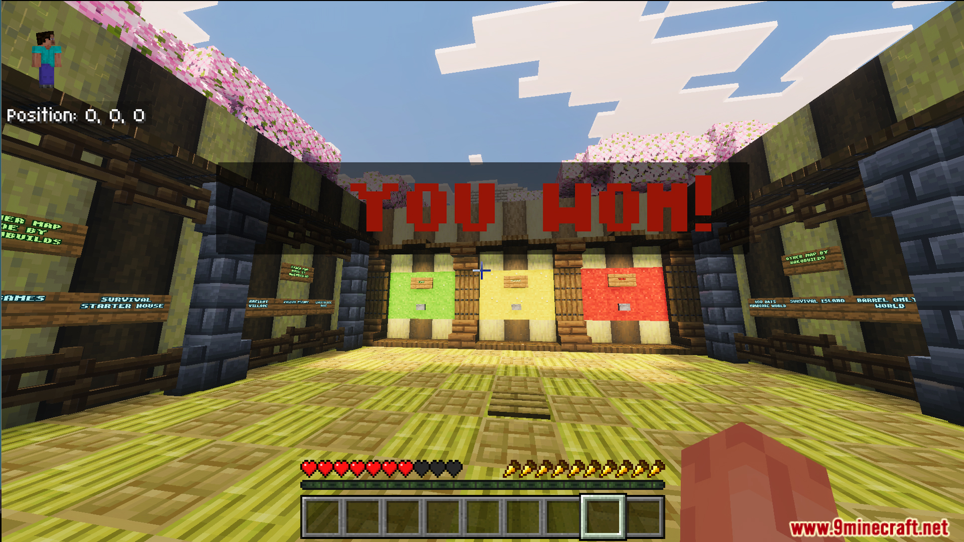 Parkour with levals Map wooden lobby featuring three different difficulty level paths