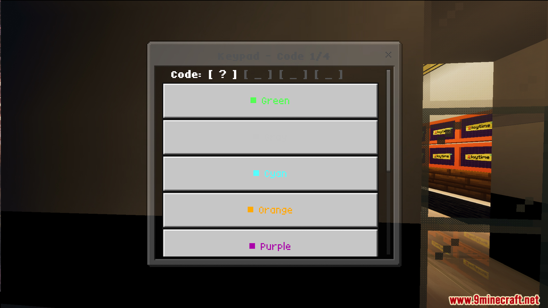 A color code puzzle interface for the Poppy Play Time Chapter One Map